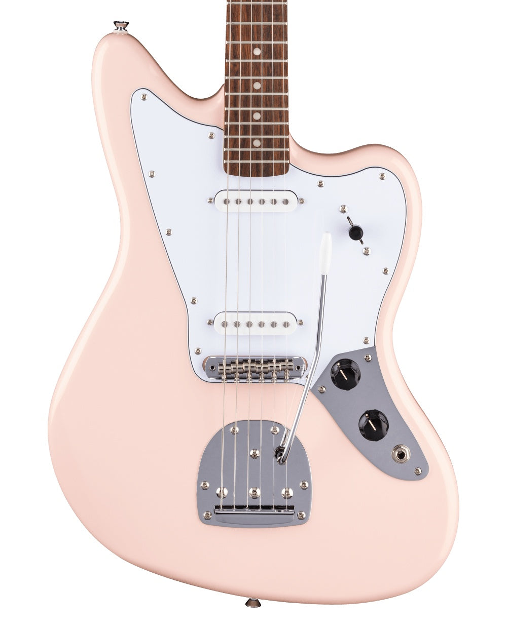 Squier FSR Affinity Jaguar (Laurel Fingerboard, White Pickguard, Matching Headstock, Shell Pink)
