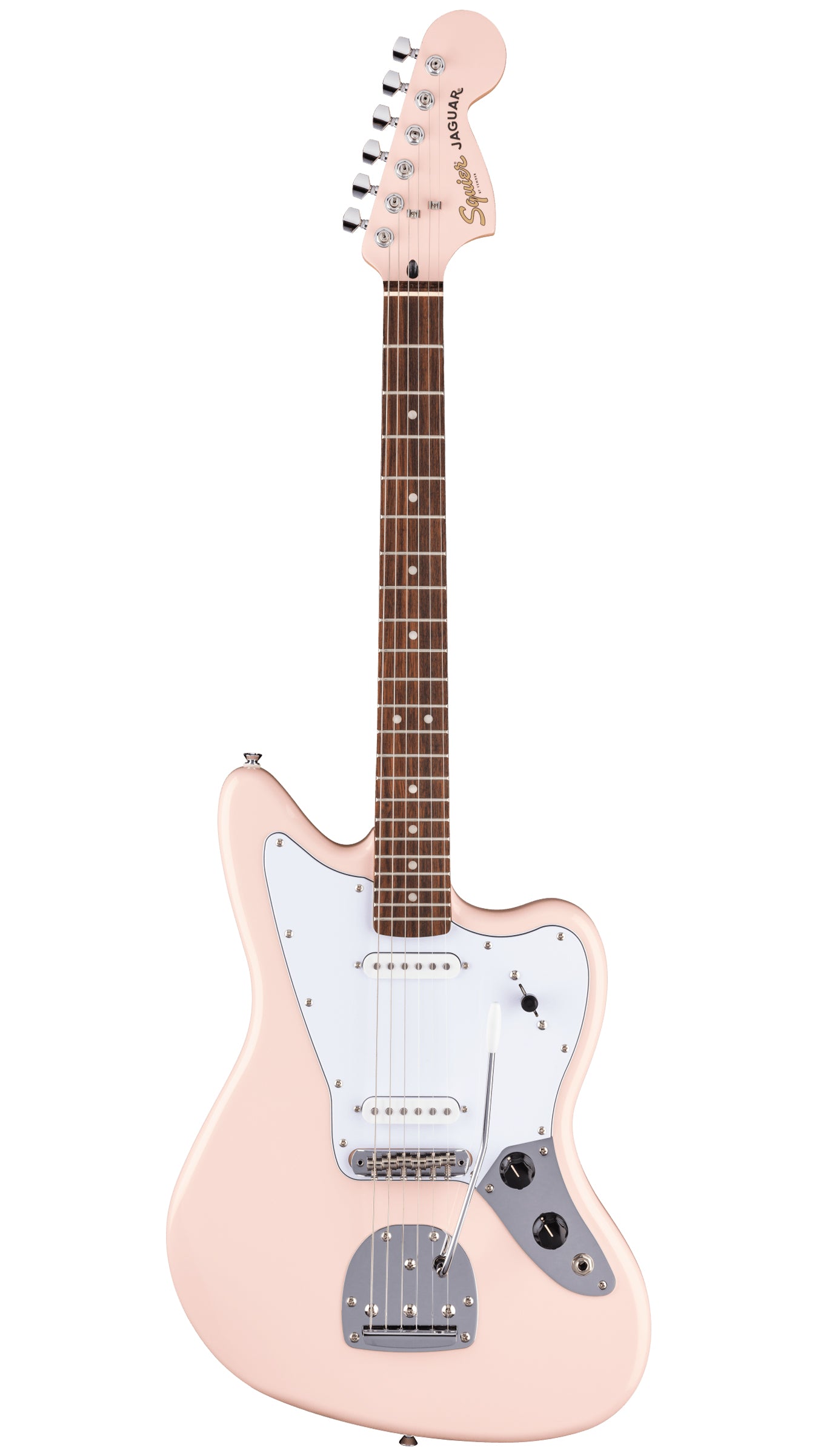 Squier FSR Affinity Jaguar (Laurel Fingerboard, White Pickguard, Matching Headstock, Shell Pink)