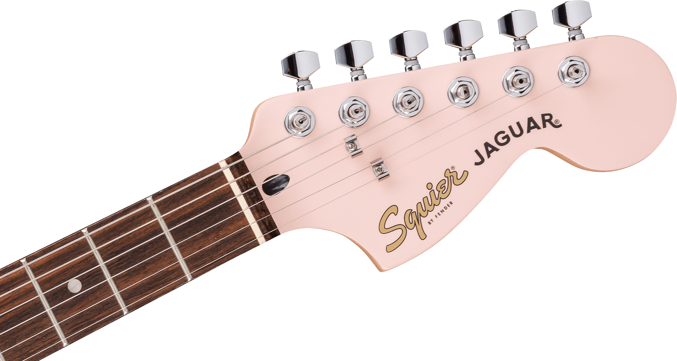 Squier FSR Affinity Jaguar (Laurel Fingerboard, White Pickguard, Matching Headstock, Shell Pink)