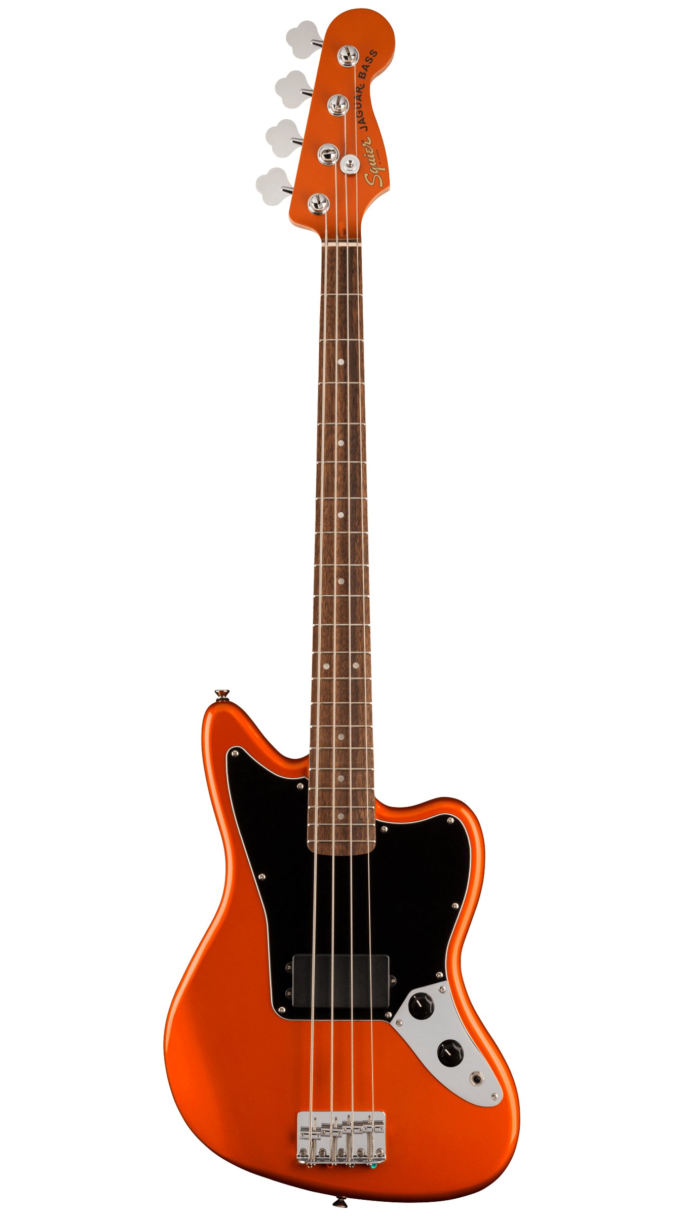 Squier FSR Affinity Series Jaguar Bass H (Laurel Fingerboard, Black Pickguard, Matching Headstock, Metallic Orange)