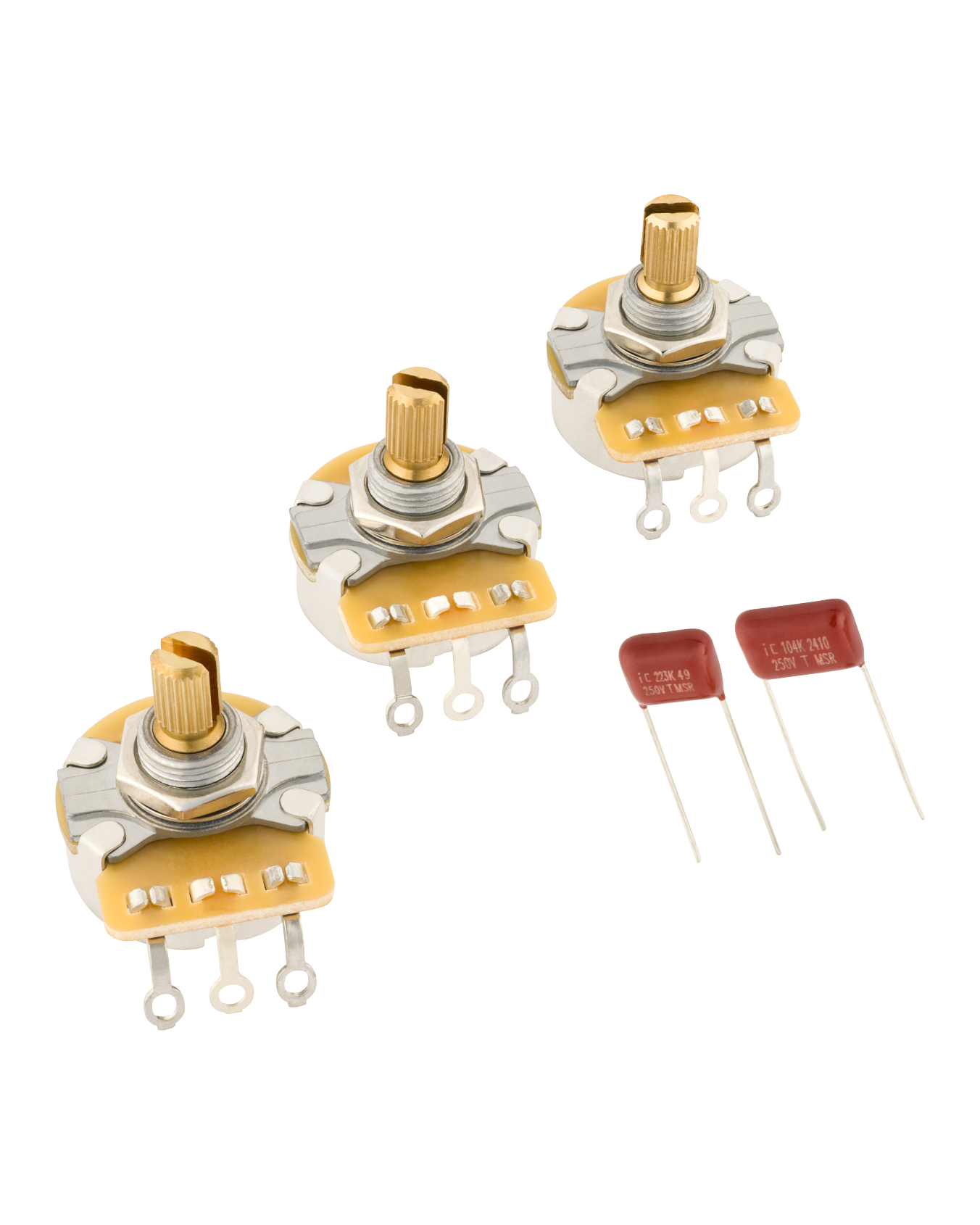 Fender Stratocaster Split Shaft Potentiometer and Capacitor Kit 3-Pack