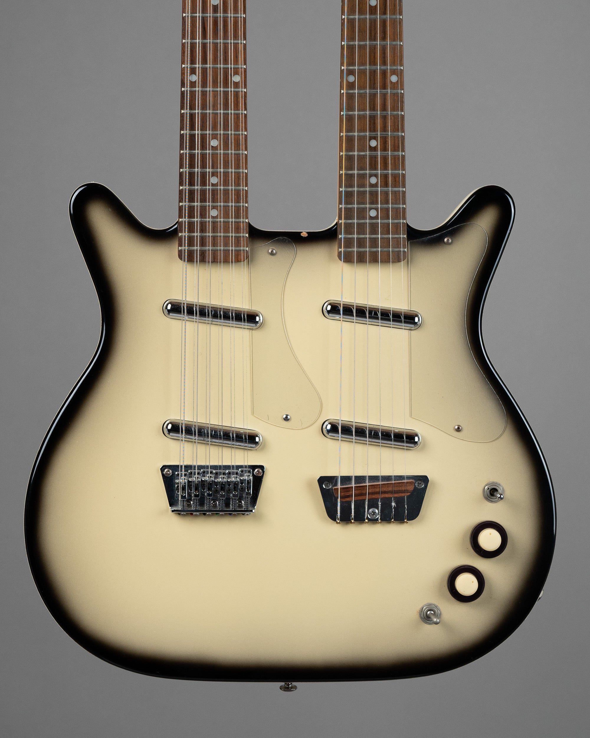 c1990s Danelectro 6/12 Double Neck (Korea, Greyburst, OGB)