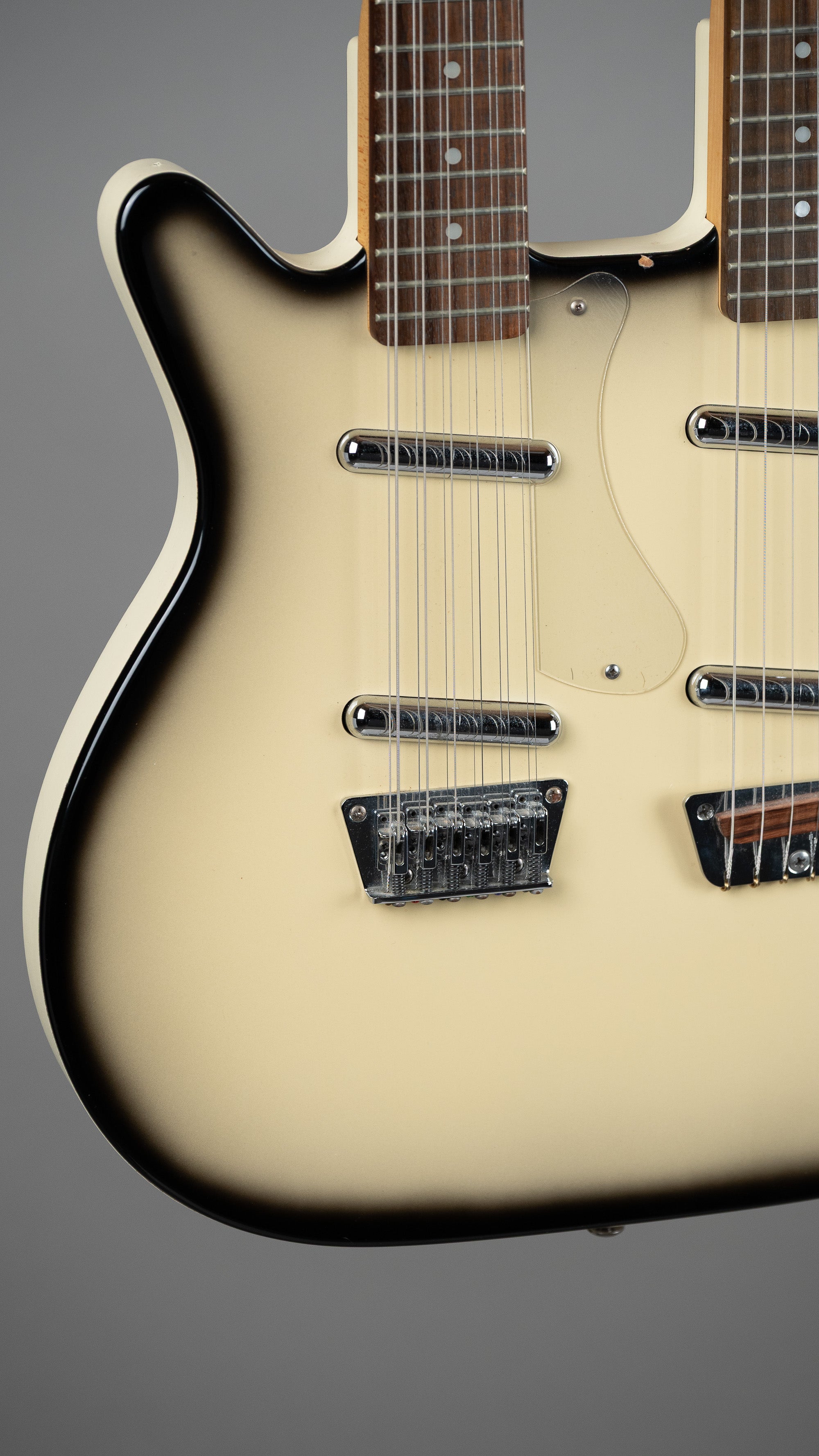 c1990s Danelectro 6/12 Double Neck (Korea, Greyburst, OGB)