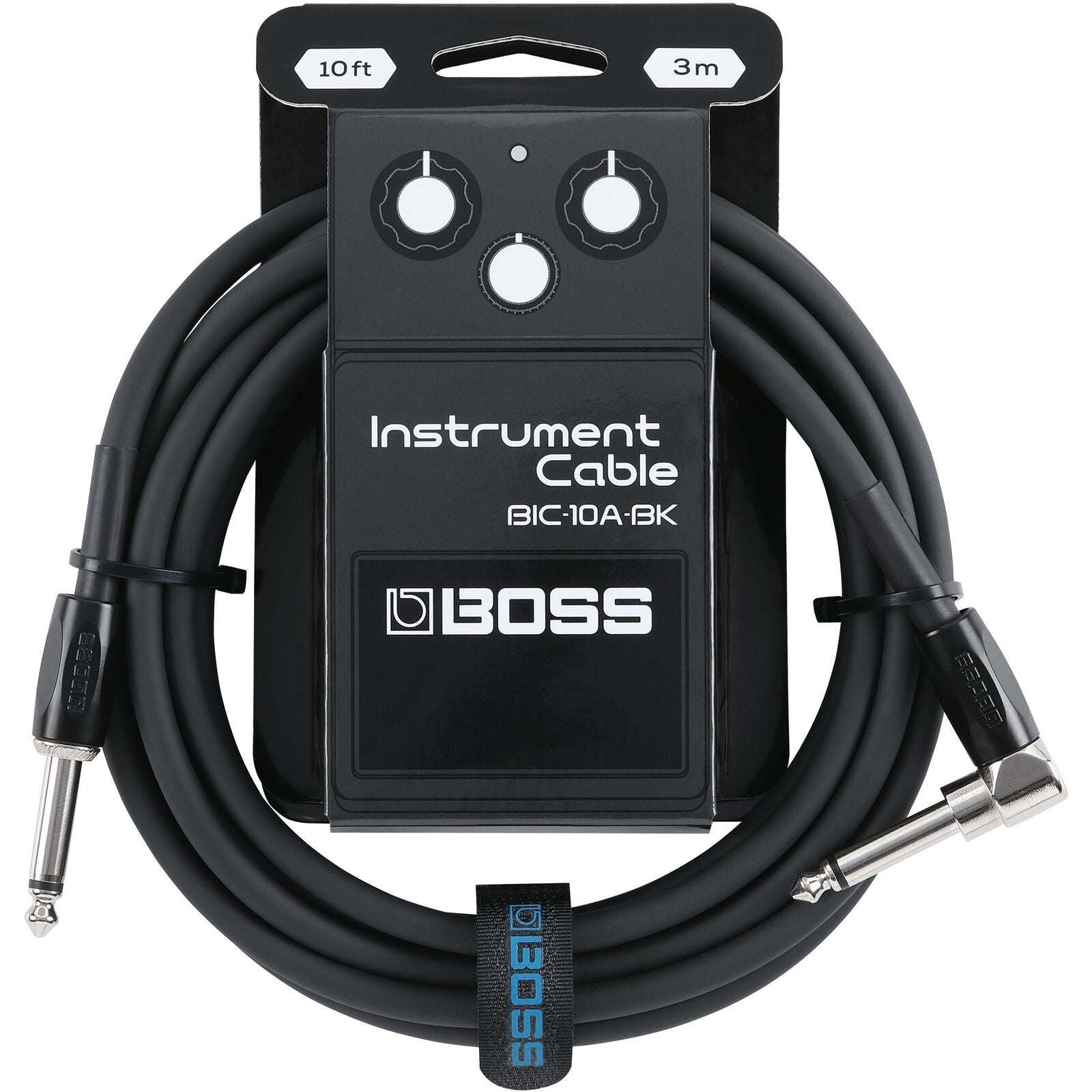 BOSS 10ft Instrument Cable RA/Straight (Black)