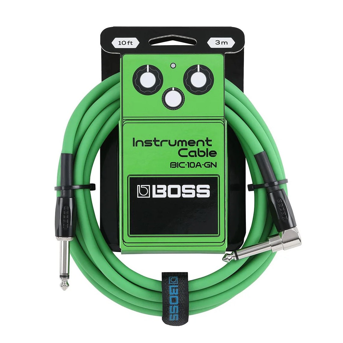 BOSS 10ft Instrument Cable RA/Straight (Green)