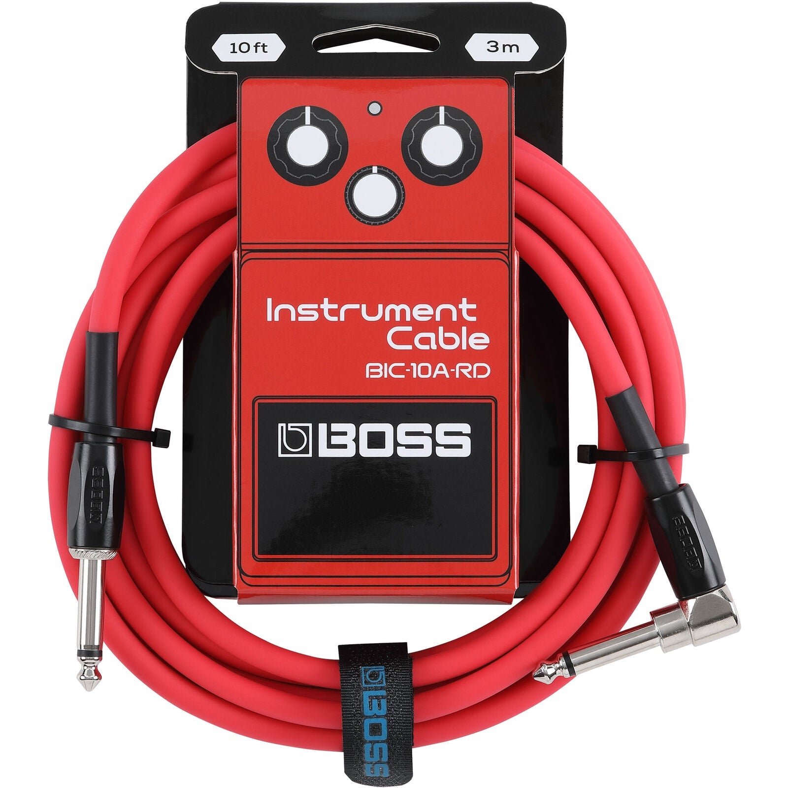BOSS 10ft Instrument Cable RA/Straight (Red)