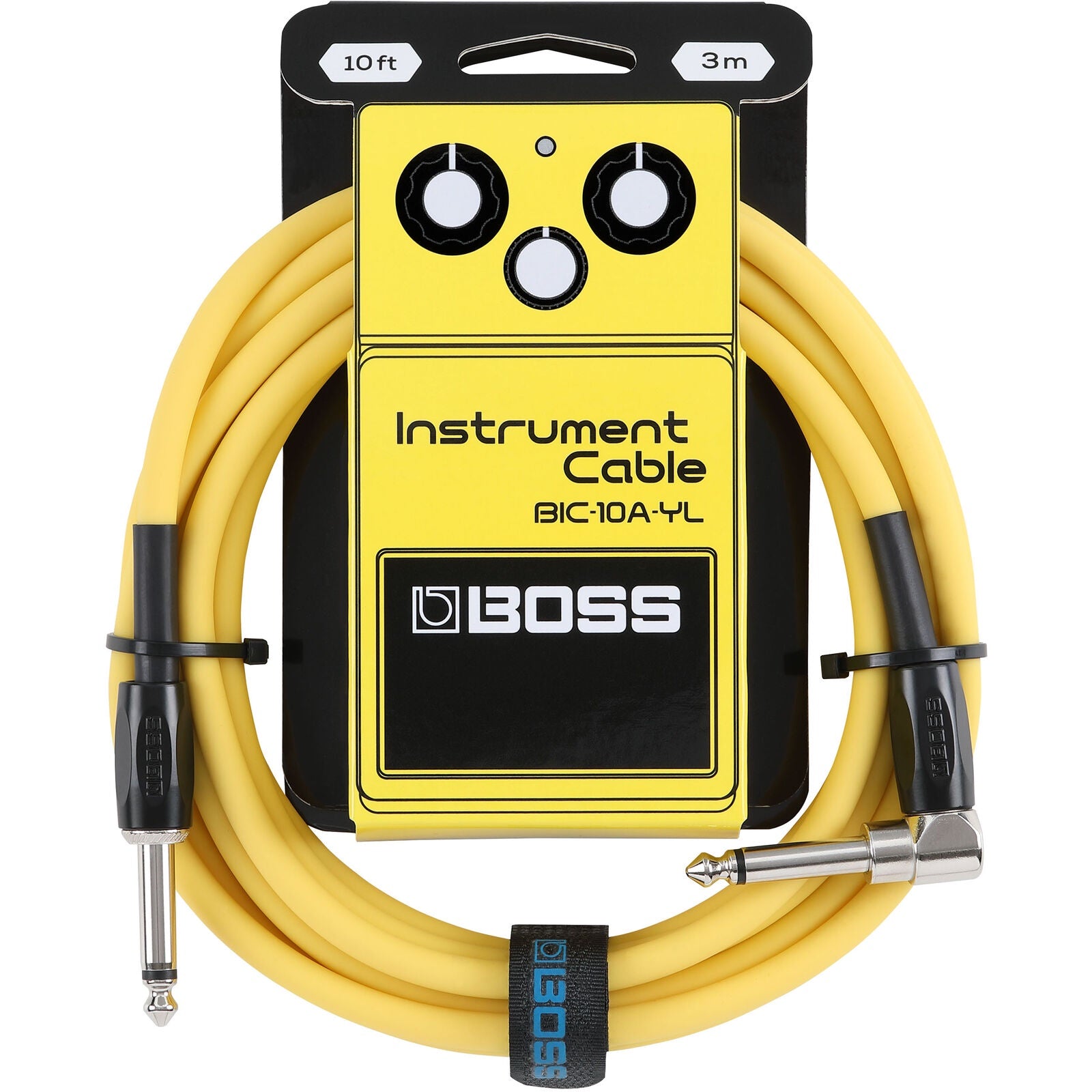 BOSS 10ft Instrument Cable RA/Straight (Yellow)