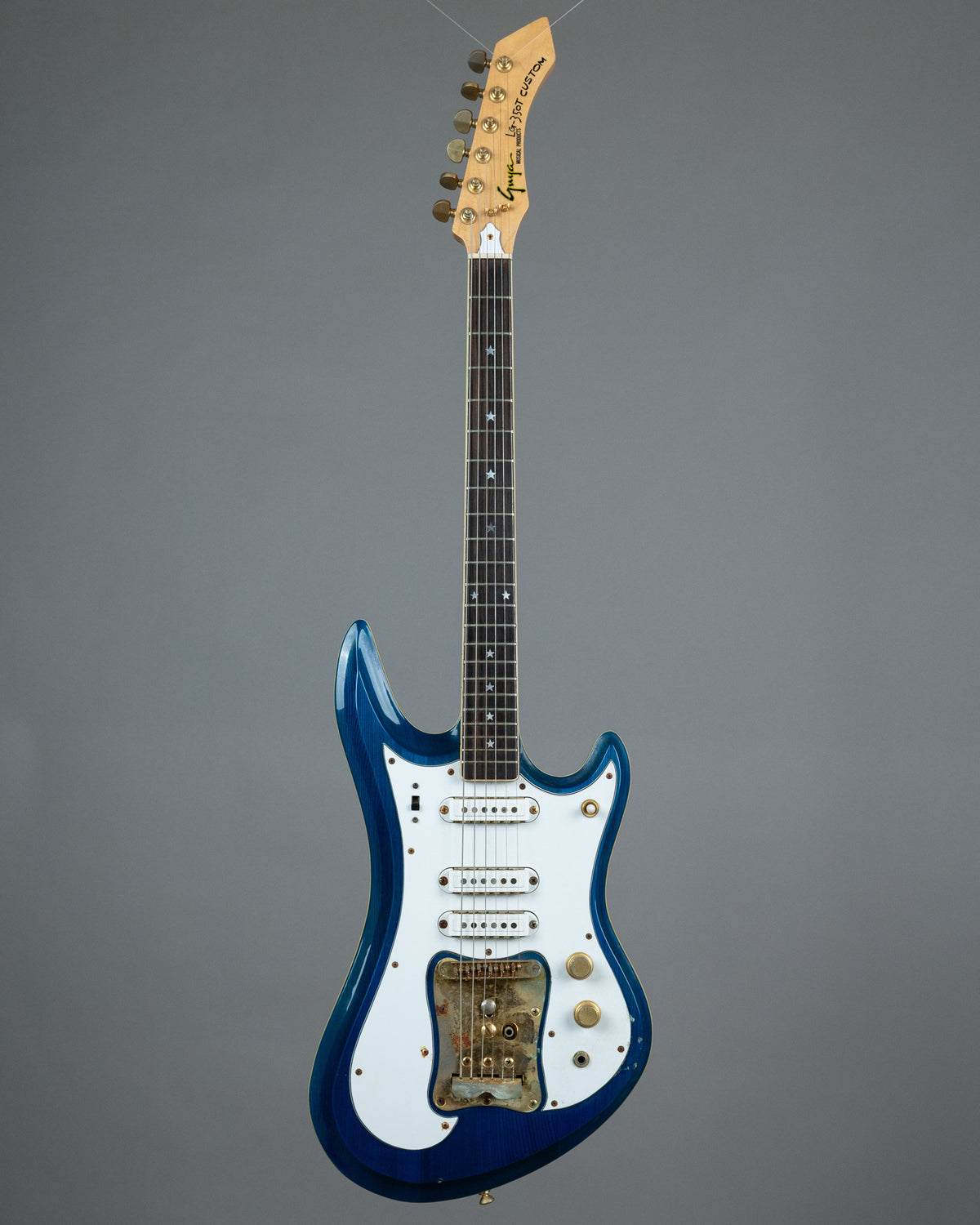 c1970s Guyatone LG-350T Custom 'Sharp 5' (Japan, Transluscent Blue, OHSC)