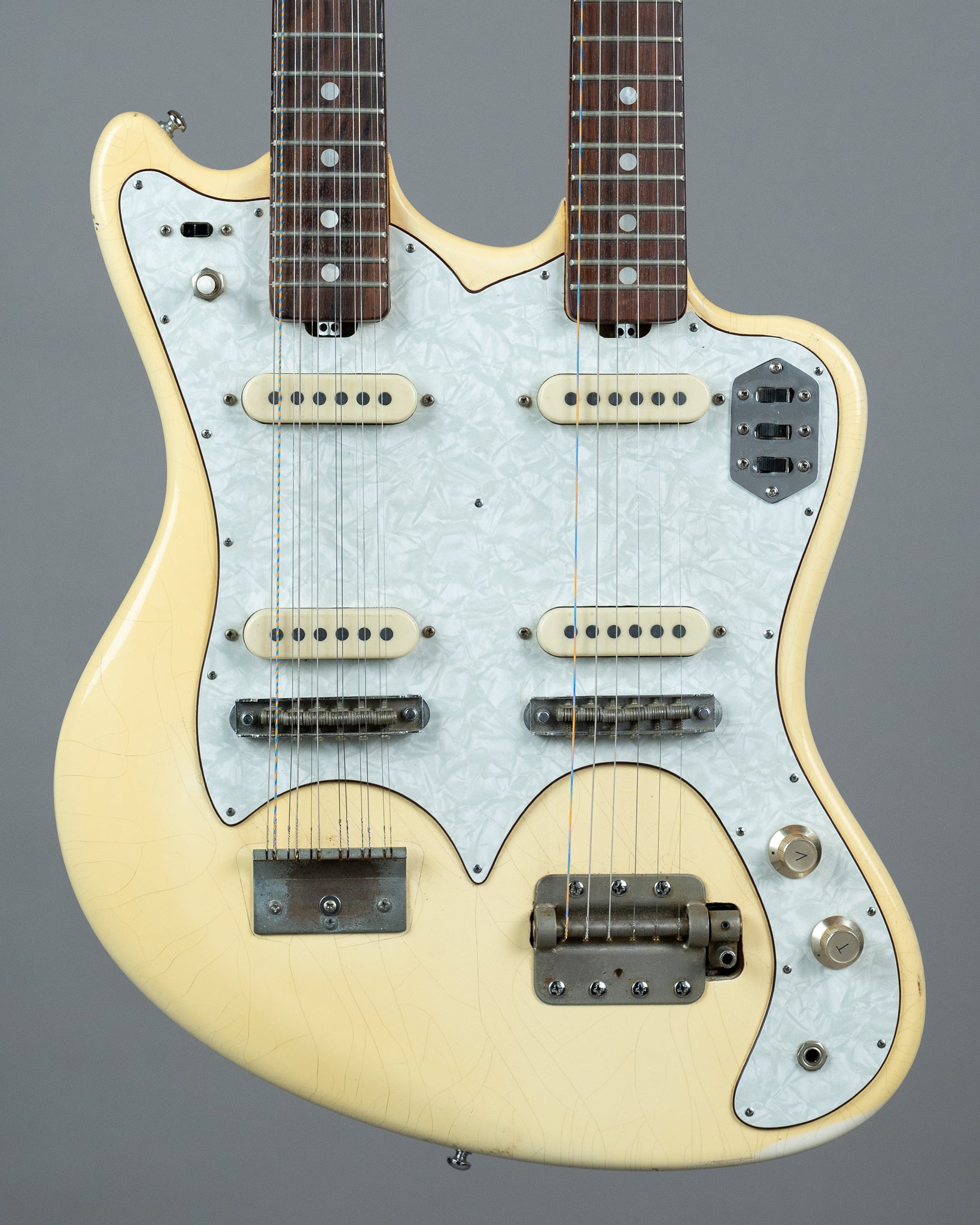 c1965 Uni Tone (Astro Tone / Guyatone) Double Neck (Japan, White, OHSC)