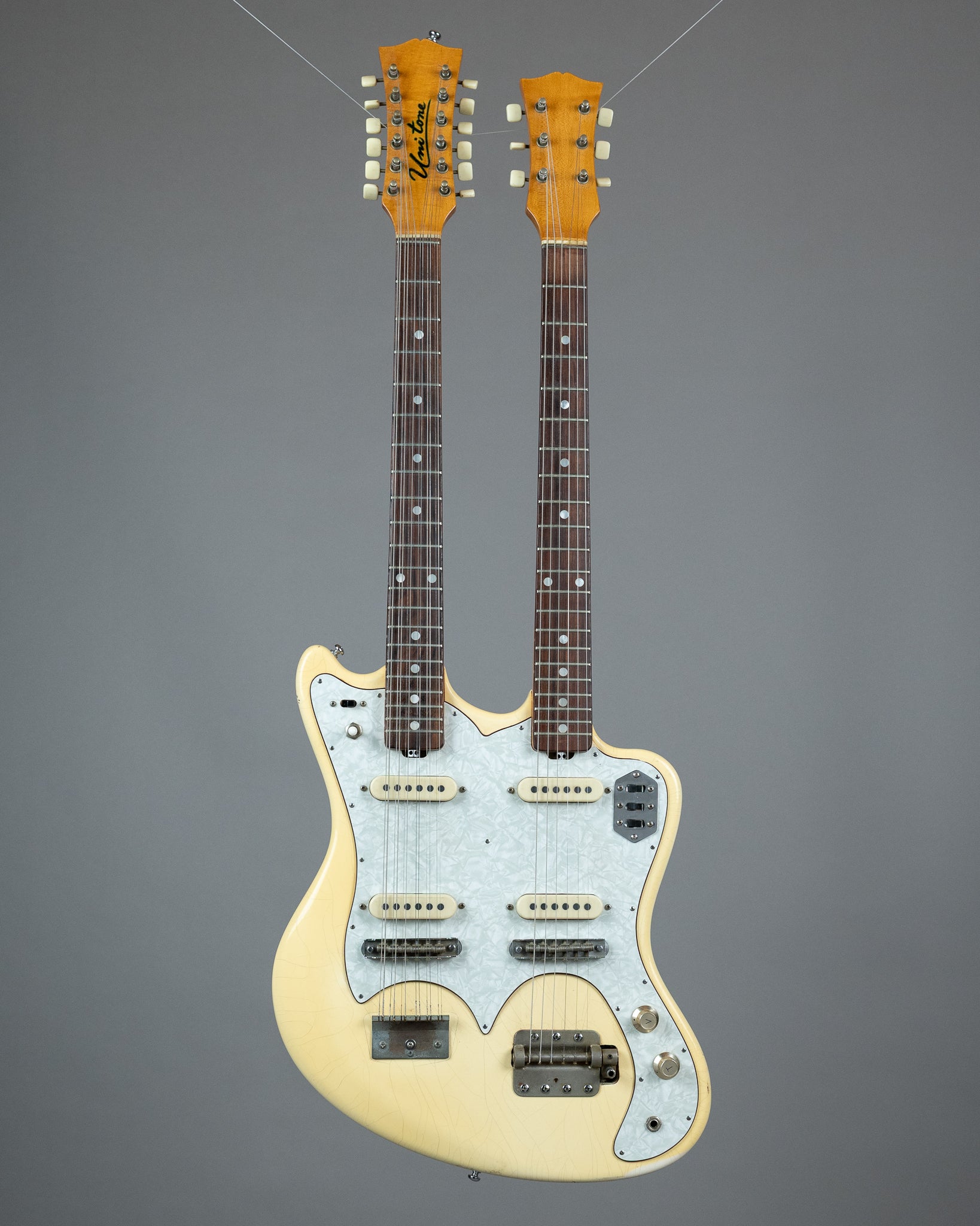 c1965 Uni Tone (Astro Tone / Guyatone) Double Neck (Japan, White, OHSC)