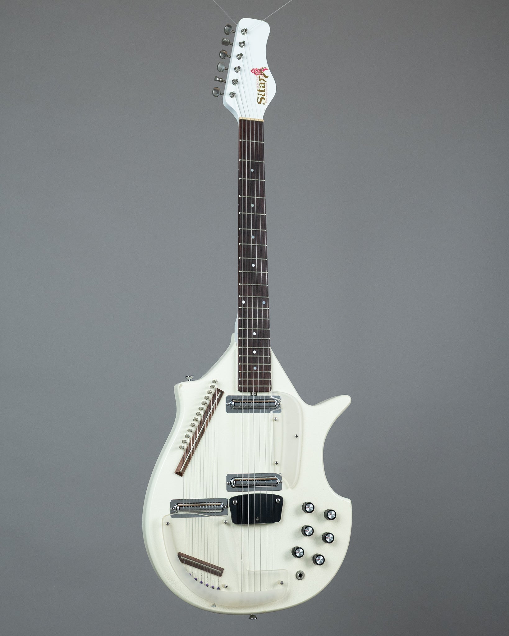 c2000s Jerry Jones Electric Sitar (USA, White Crackle, OHSC)