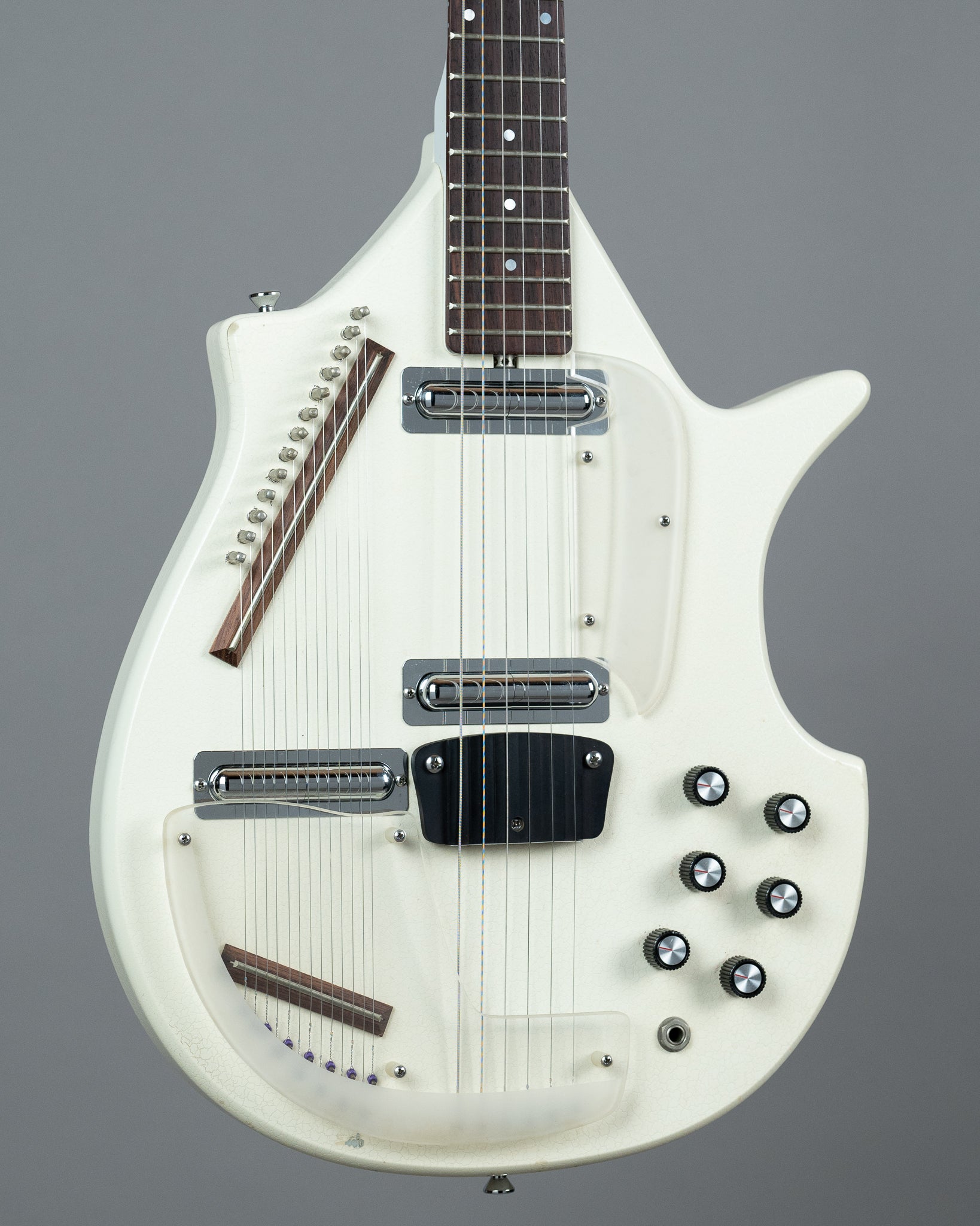 c2000s Jerry Jones Electric Sitar (USA, White Crackle, OHSC)