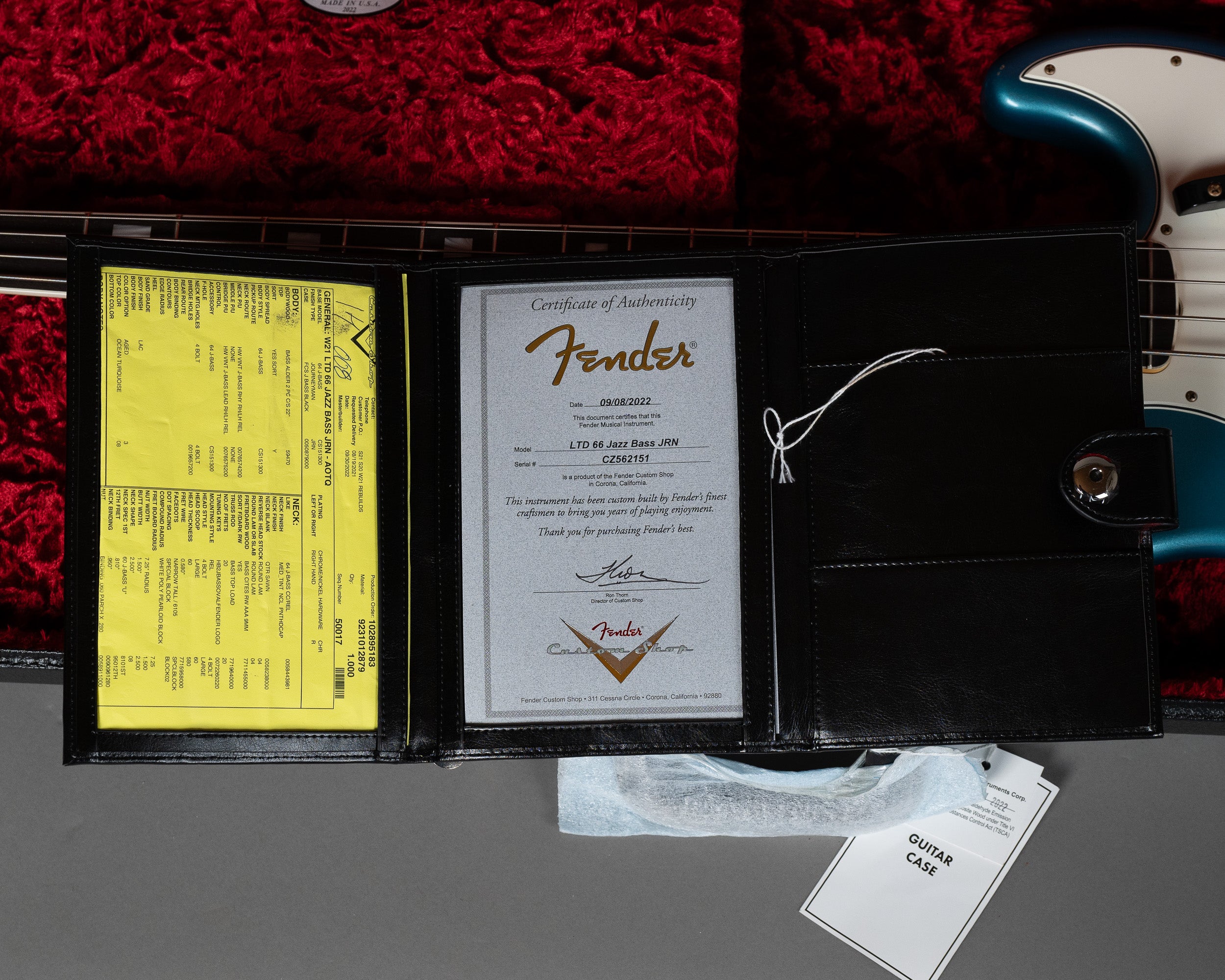 2022 Fender Custom Shop Limited Edition '66 Jazz Bass (USA, Ocean Turquoise, OHSC)