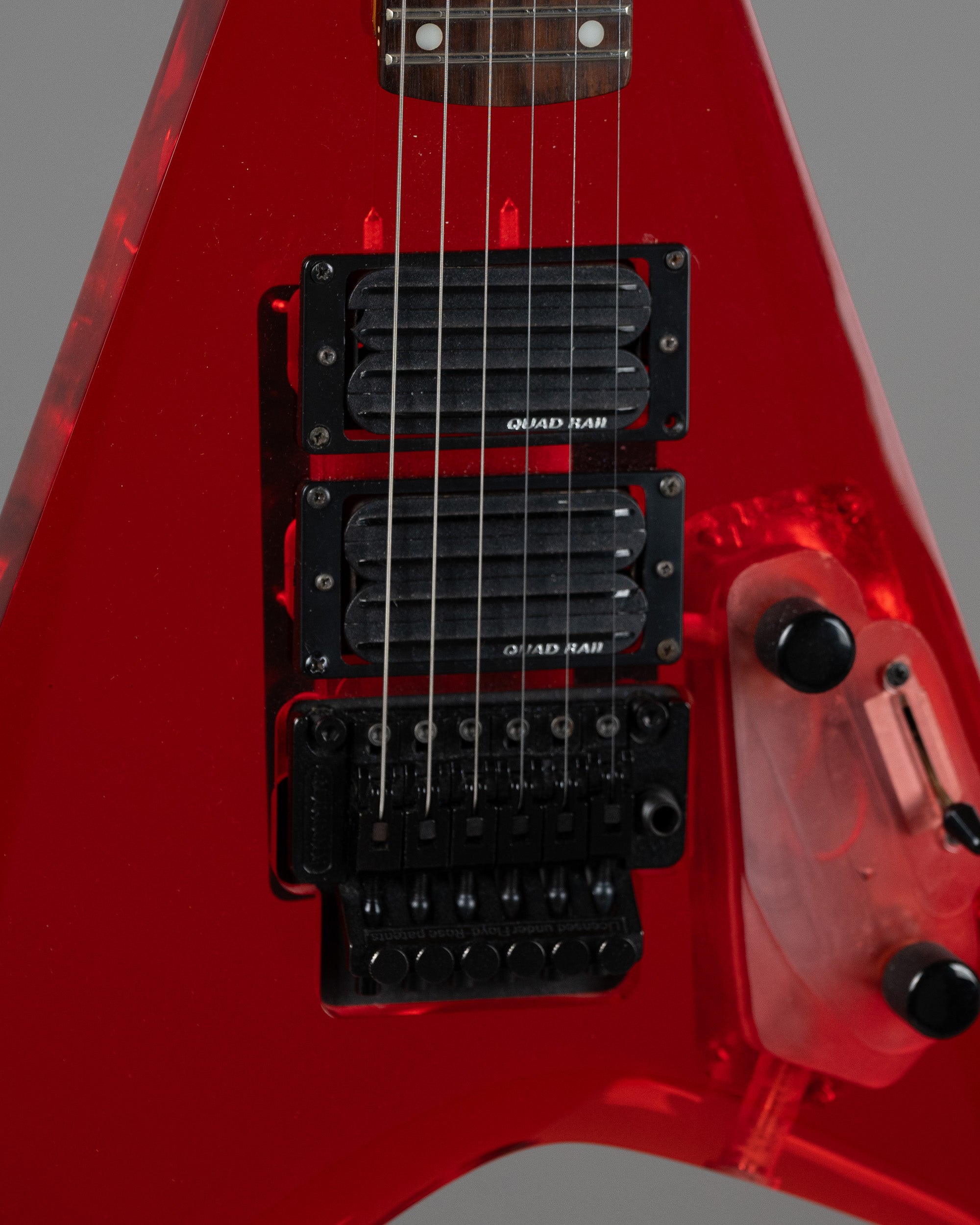 c2000s Kramer Vanguard (Korea, Red Lucite, Epiphone Case)