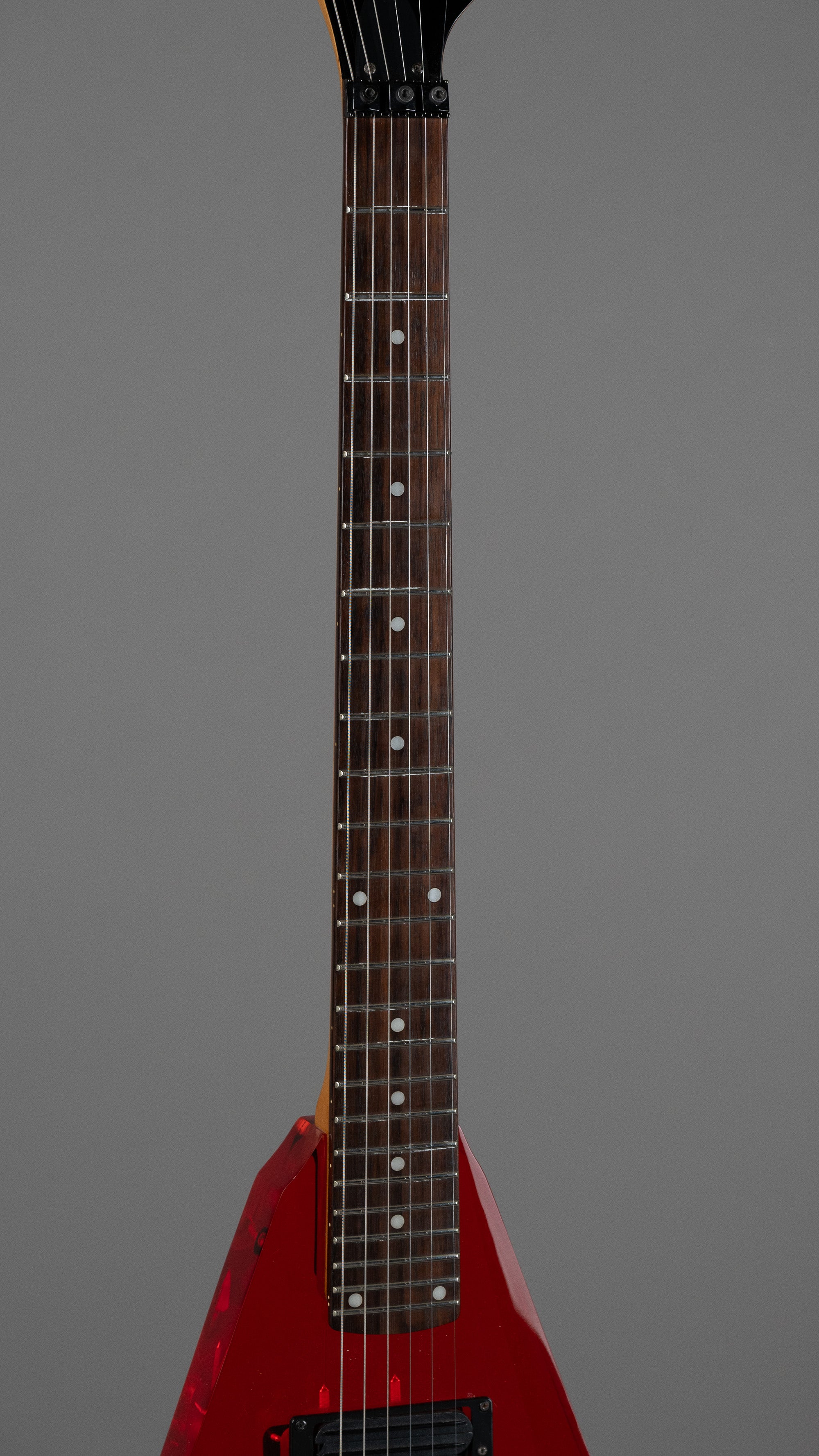 c2000s Kramer Vanguard (Korea, Red Lucite, Epiphone Case)