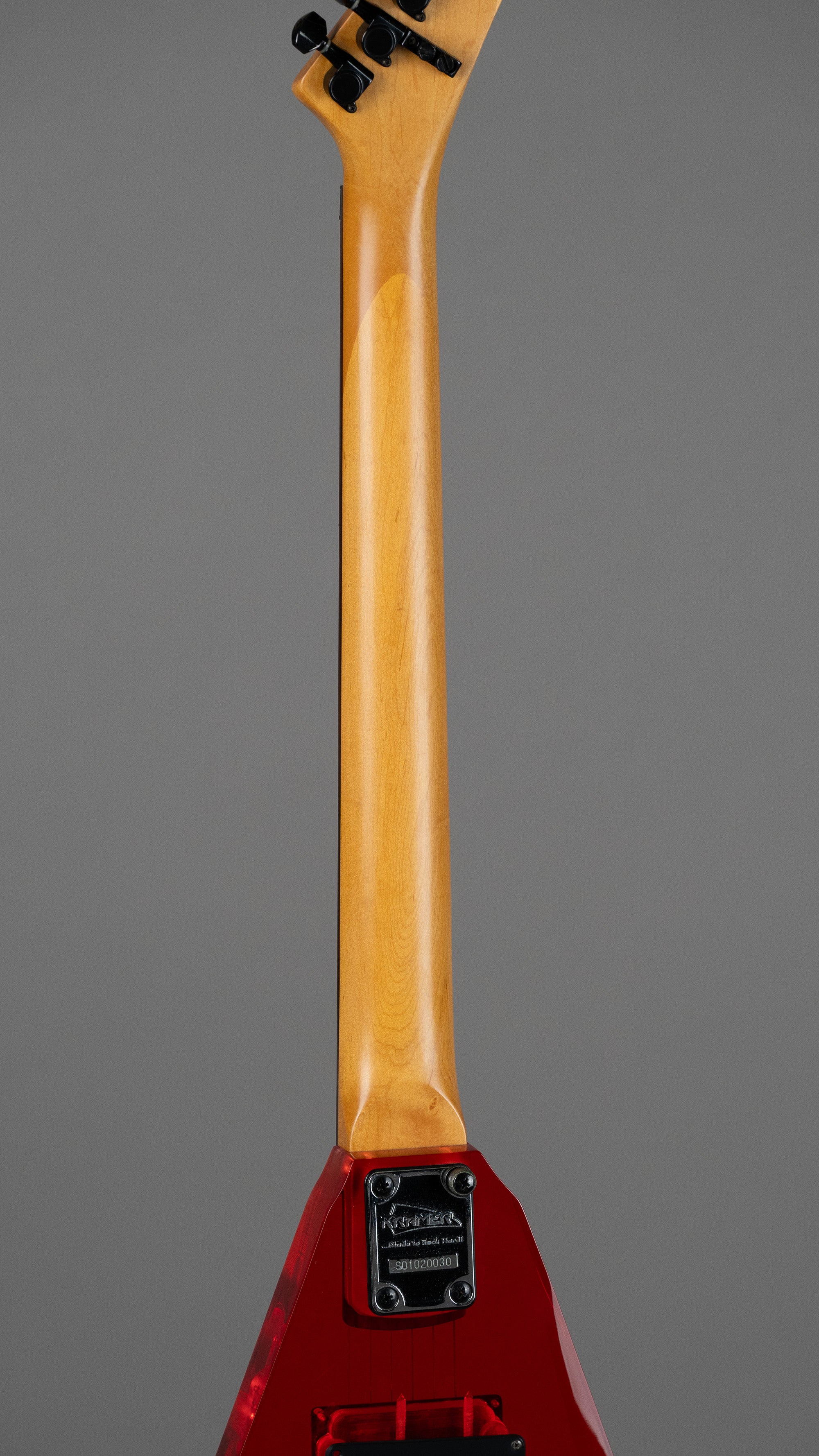 c2000s Kramer Vanguard (Korea, Red Lucite, Epiphone Case)