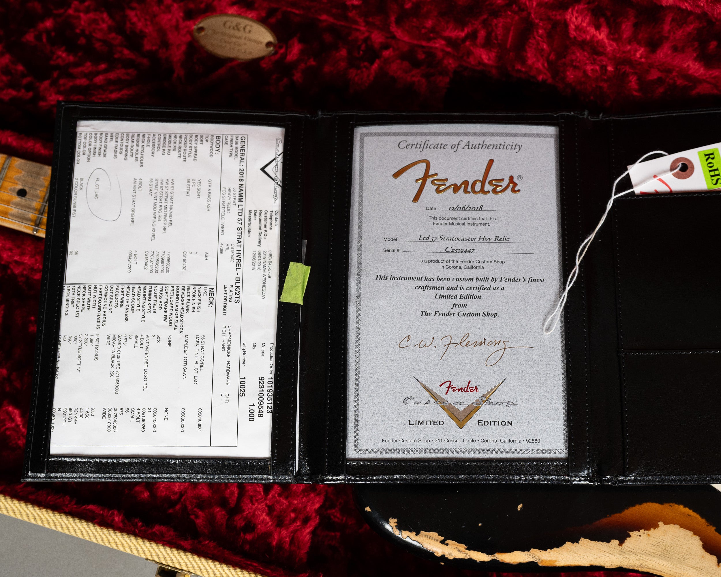 2018 Fender Custom Shop NAMM LTD '57 Stratocaster Heavy Relic (USA, Black Over Sunburst, OHSC)