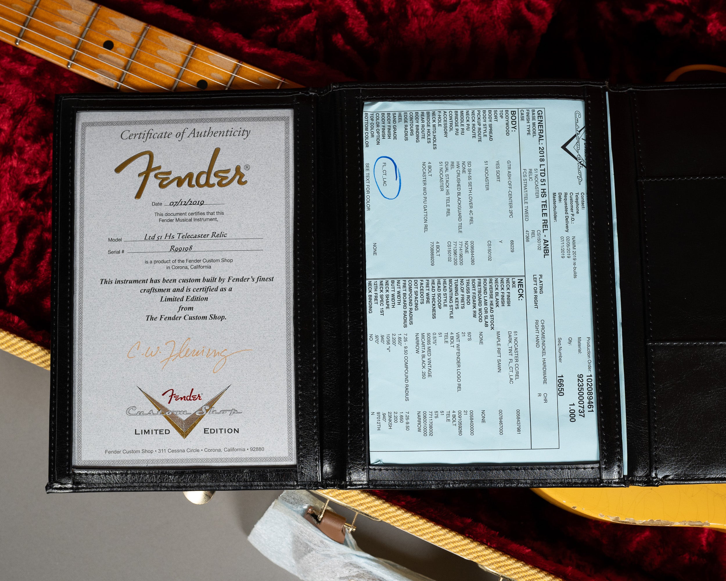 2019 Fender Custom Shop LTD '51 HS Telecaster Relic (USA, Nocaster Blonde, OHSC)