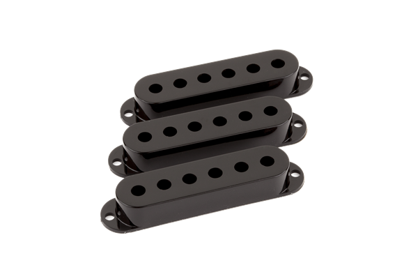 Capot De Micro Guitare Type Strat - Simple Bobinage, Noir - Pour Fender Et Copies - Dimensions : 69,8 X 82 X 13,4 Mm - 8