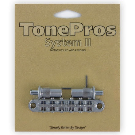 TonePros Tune-O-Matic Bridge Metric Nickel (Large Posts, Notched Saddles)