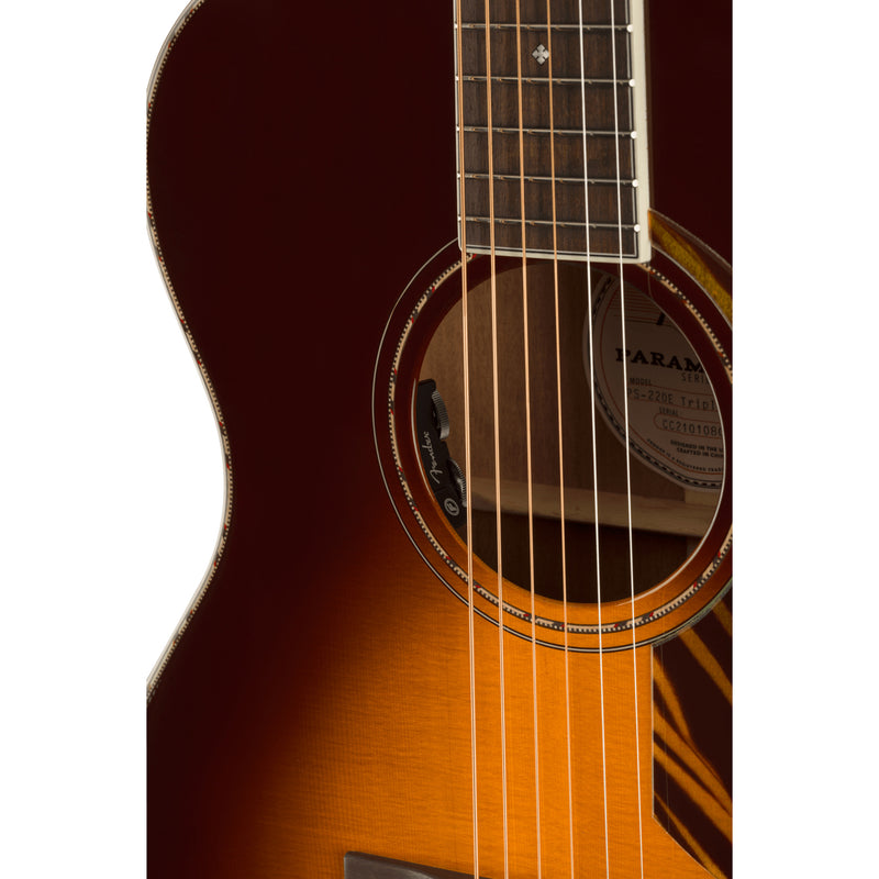 Fender PO-220E Orchestra Acoustic (Ovangkol Fingerboard, 3-Tone Vintage Sunburst, w/ Hardcase)