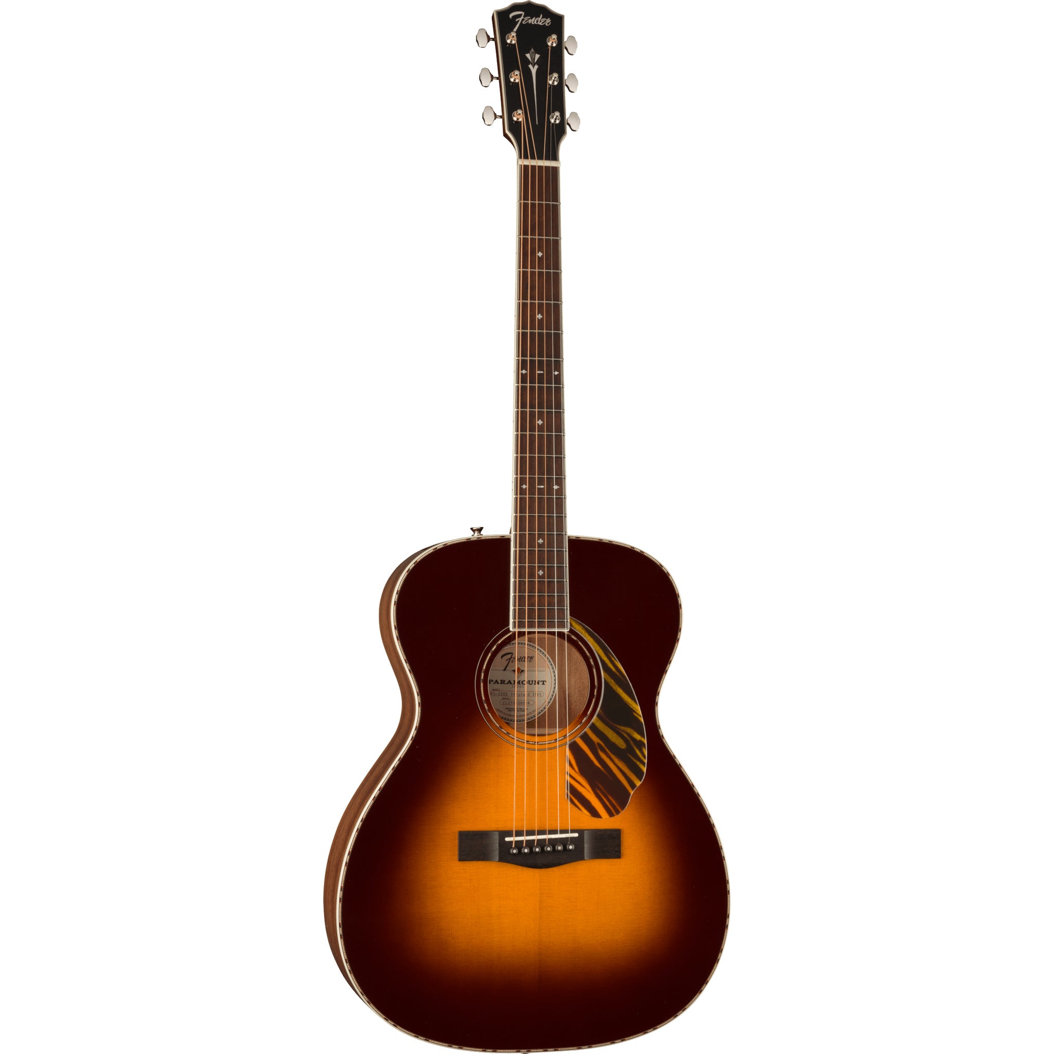 Fender PO-220E Orchestra Acoustic (Ovangkol Fingerboard, 3-Tone Vintage Sunburst, w/ Hardcase)