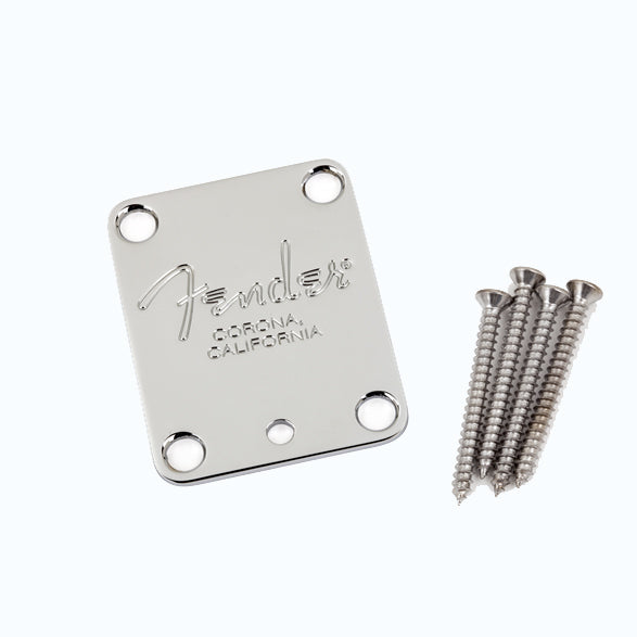 Fender 4-Bolt American Series Guitar Neck Plate ("Fender Corona" Stamp, Chrome")
