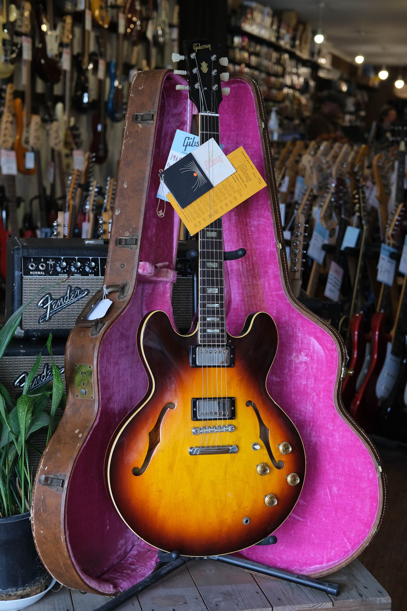 1965 Gibson ES-335TD (Wide Nut, Sunburst, Stoptail Conversion, Lifton 'Brown' Case, Case Candy)
