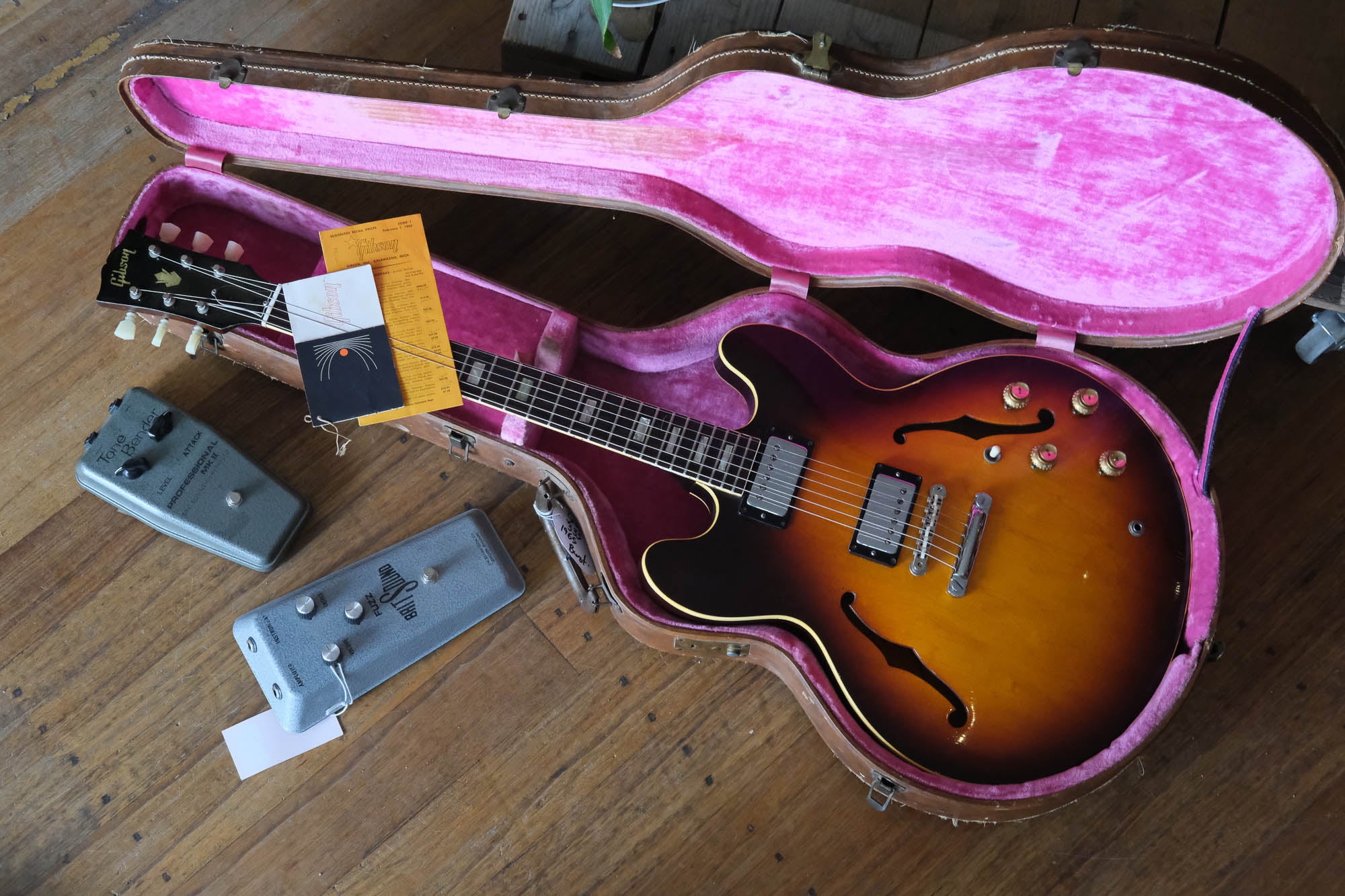 1965 Gibson ES-335TD (Wide Nut, Sunburst, Stoptail Conversion, Lifton 'Brown' Case, Case Candy)