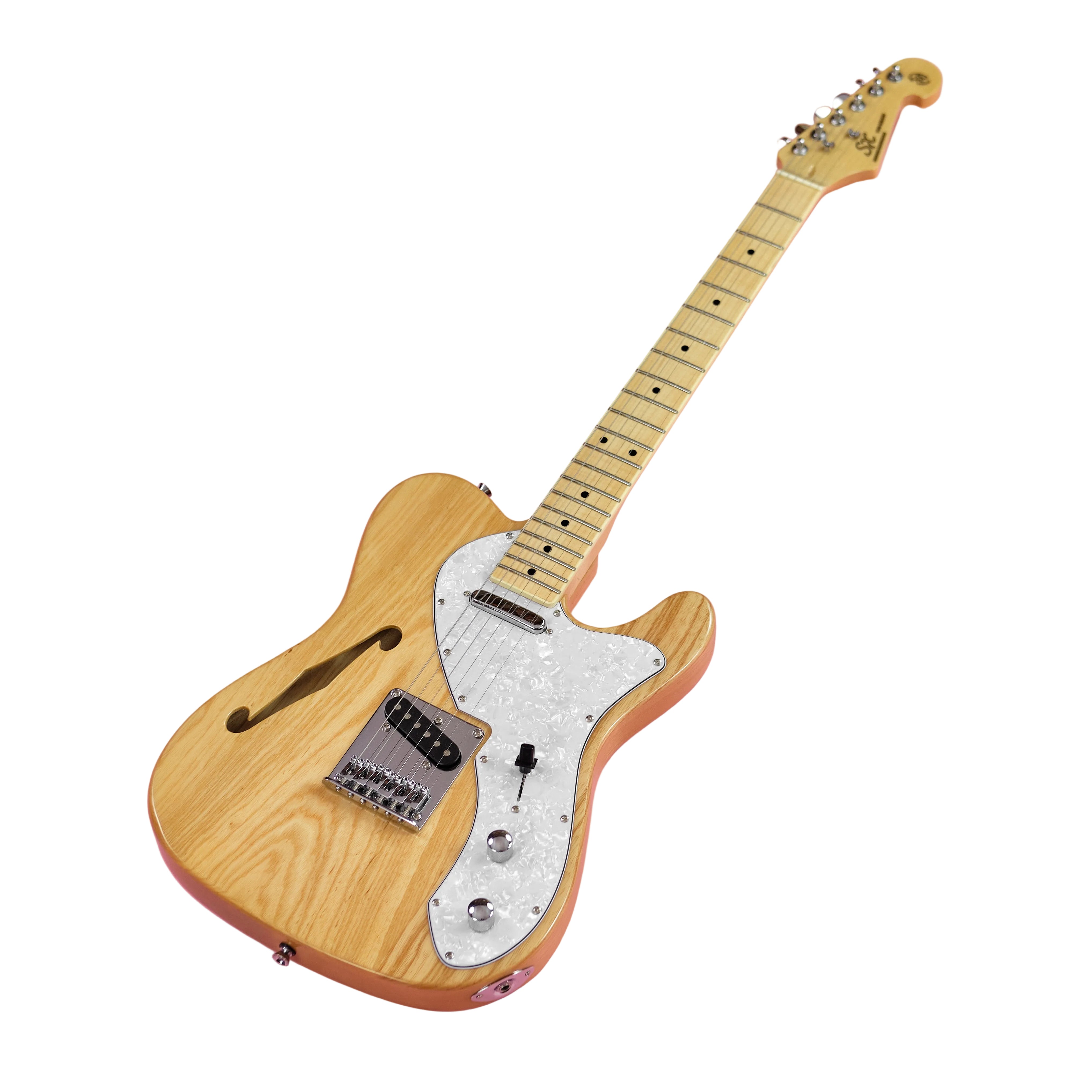 SX ASH3TNA American Swamp Ash Thinline Electric Guitar (Natural Gloss) *