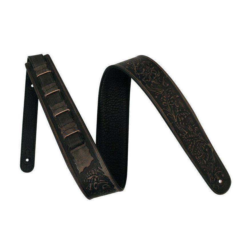 XTR 2.5" Floral Embossed Black Leather Strap (LS248)