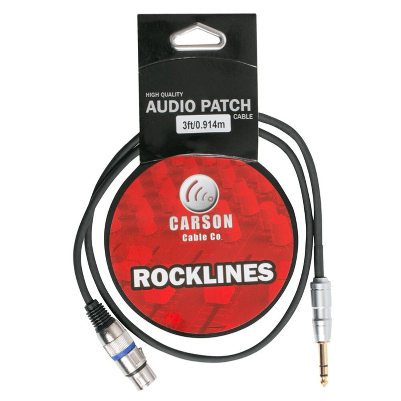 Carson Rocklines RAD33ST 3' Audio Cable (6.3 Stereo Jack - F XLR)