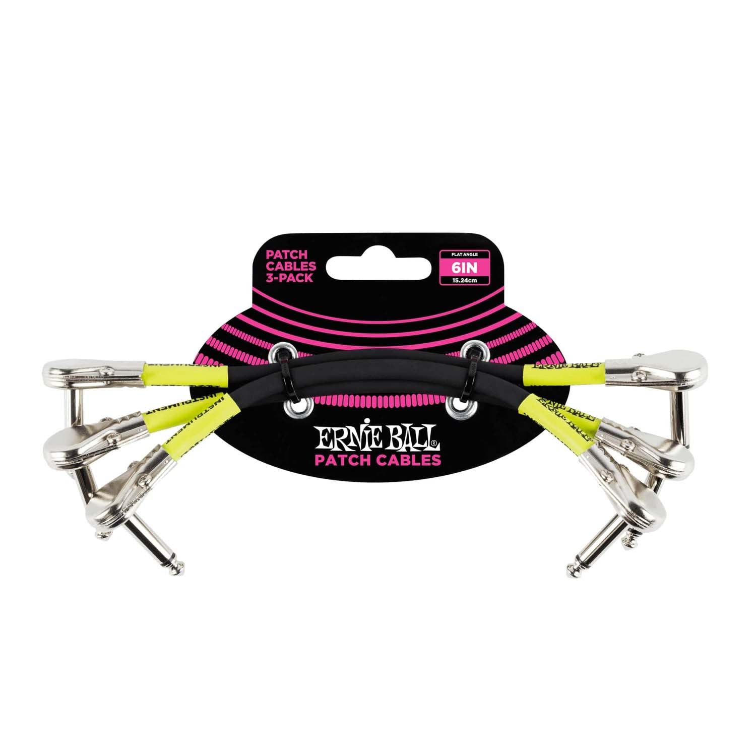 Ernie Ball 6" Black Patch Cable (Pancake, 3 Pack)