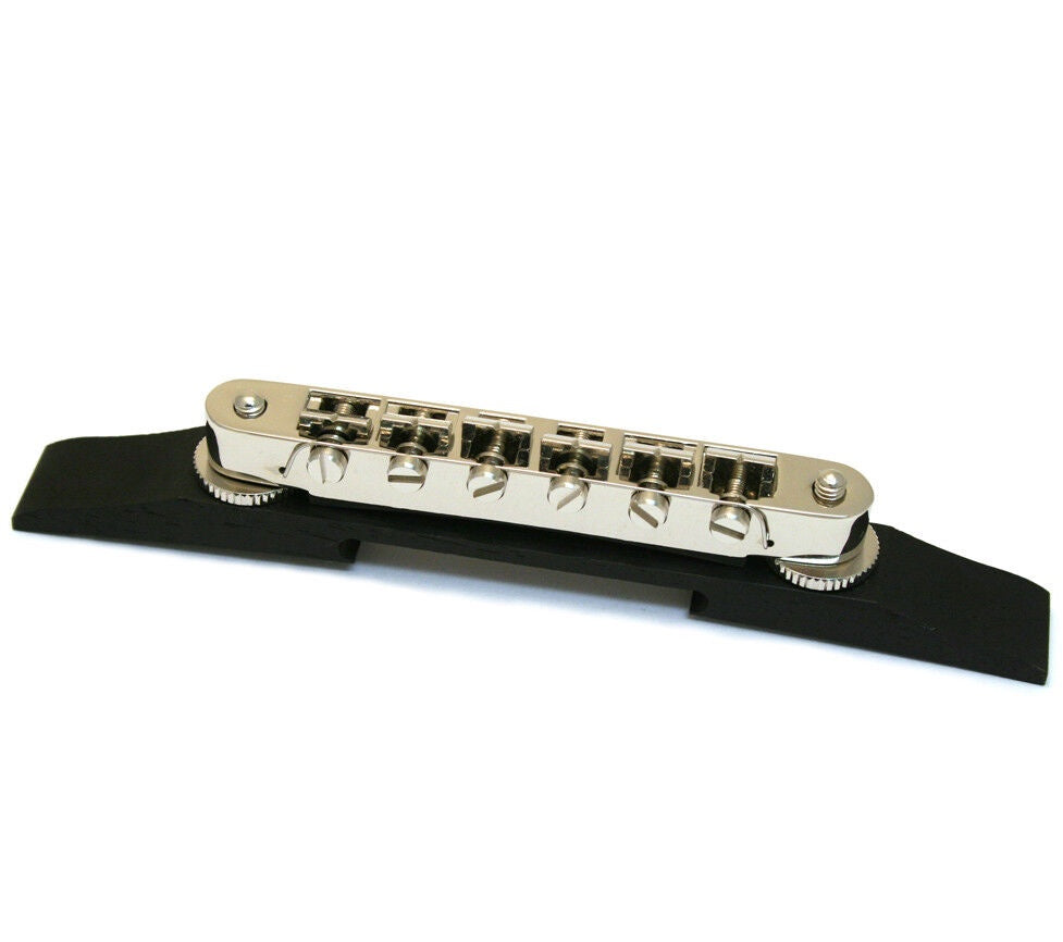 Gretsch Bridge Assembly, Adjusto-Matic, Nickel with Ebony Base
