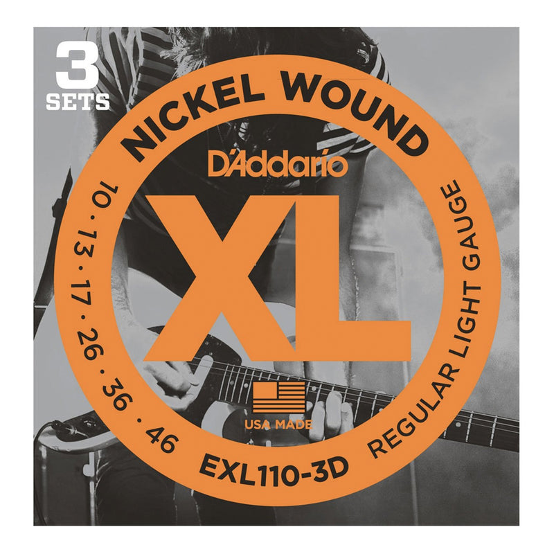 D'Addario XL Nickel Wound Electric Guitar Strings - 3 Pack