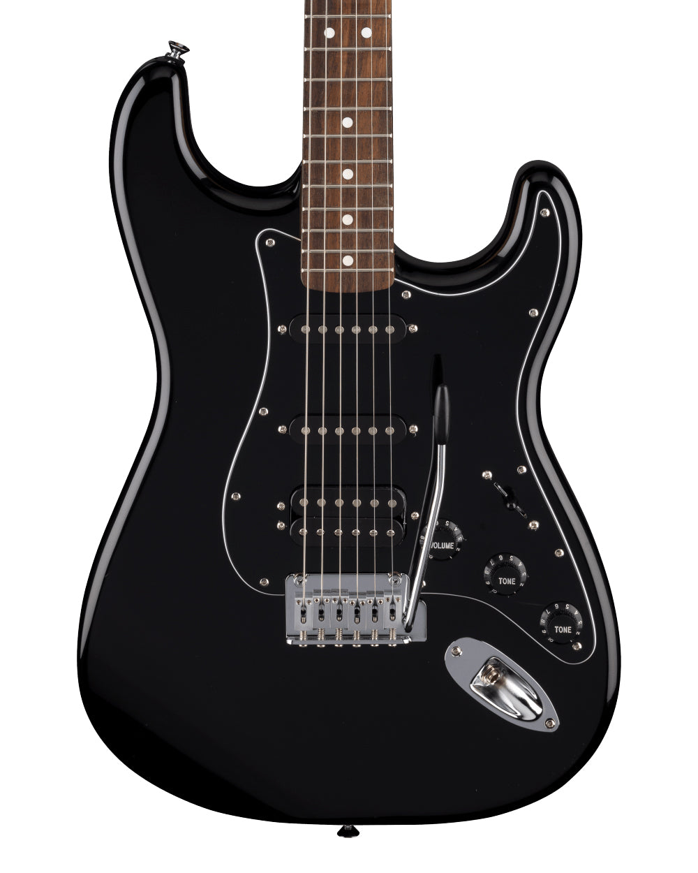 Fender Standard Stratocaster HSS (Laurel Fingerboard, Black Pickguard, Black)