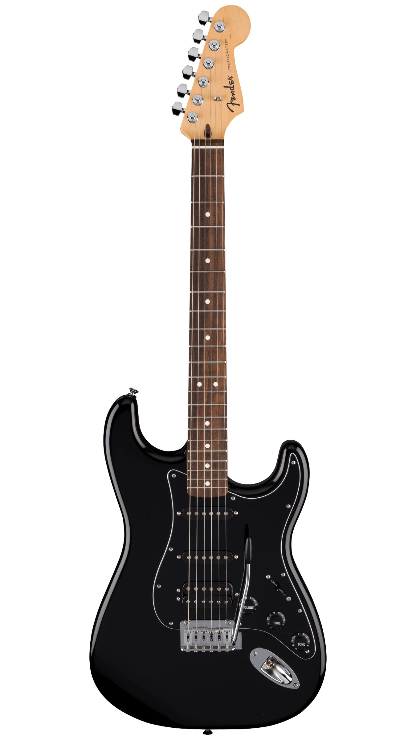 Fender Standard Stratocaster HSS (Laurel Fingerboard, Black Pickguard, Black)