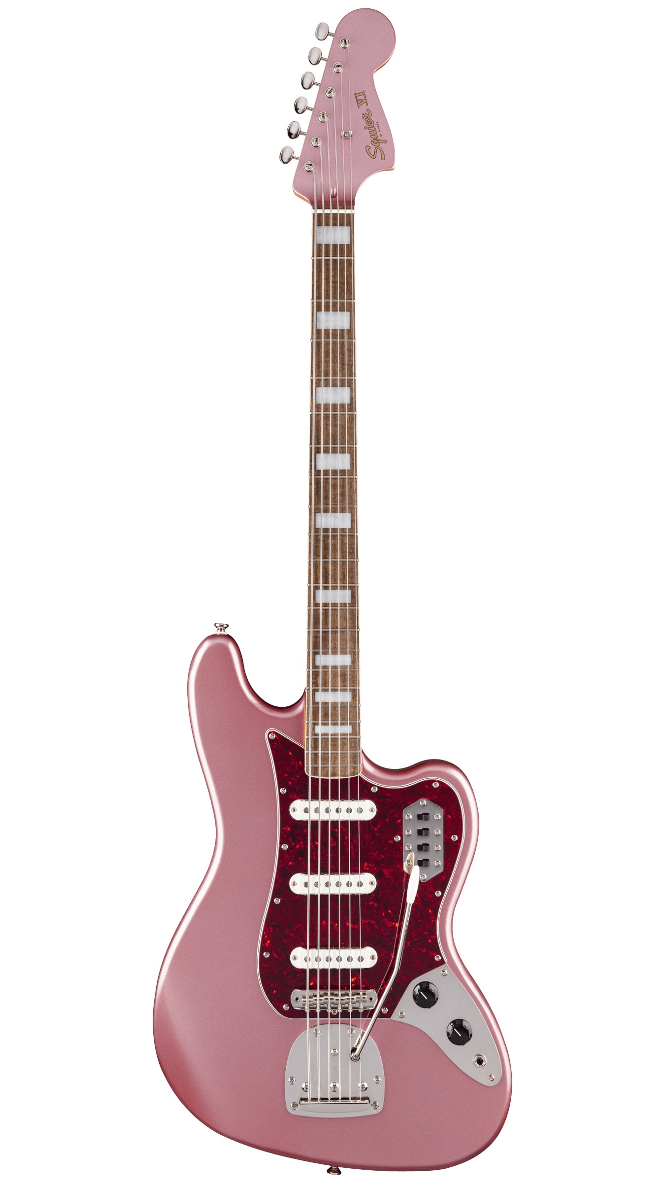 Squier Classic Vibe Bass VI (Laurel Fingerboard, Tortoishell Pickguard, Matching Headstock, Burgundy Mist)