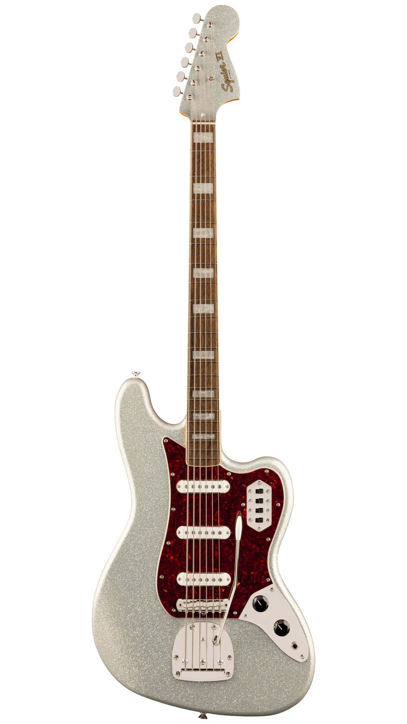 Squier FSR Classic Vibe Bass VI (Laurel Fingerboard, Tortoiseshell Pickguard, Matching Headstock, Silver Sparkle)
