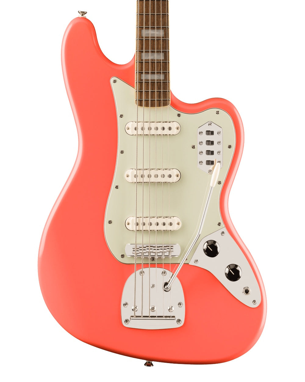 Squier FSR Classic Vibe Bass VI (Laurel Fingerboard, Mint Pickguard, Matching Headstock, Tahitian Coral)
