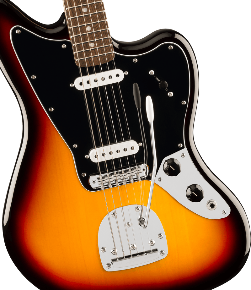 Squier Affinity Series Jaguar  (Laurel Fingerboard, Black Pickguard, 3-Color Sunburst)