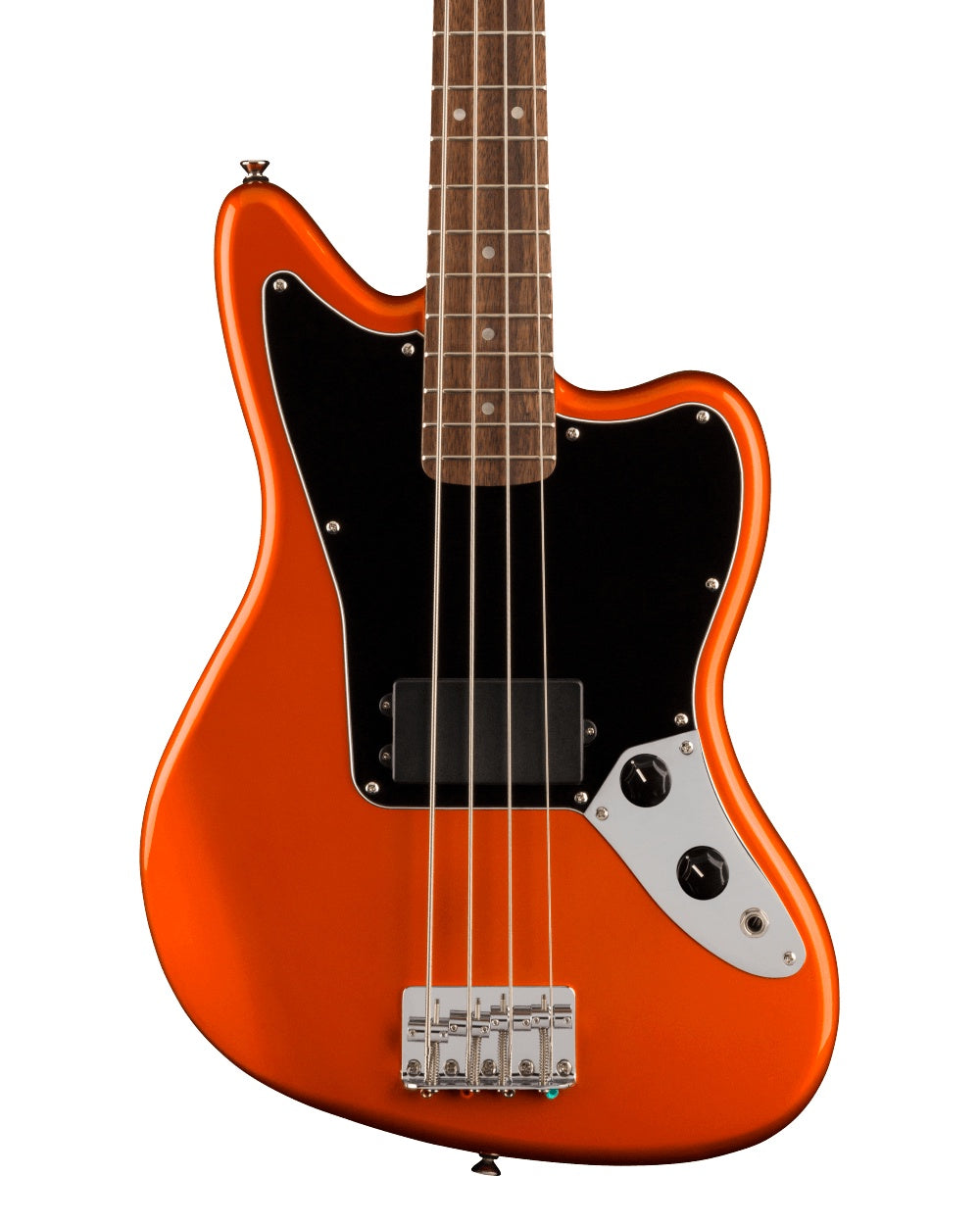 Squier FSR Affinity Series Jaguar Bass H (Laurel Fingerboard, Black Pickguard, Matching Headstock, Metallic Orange)