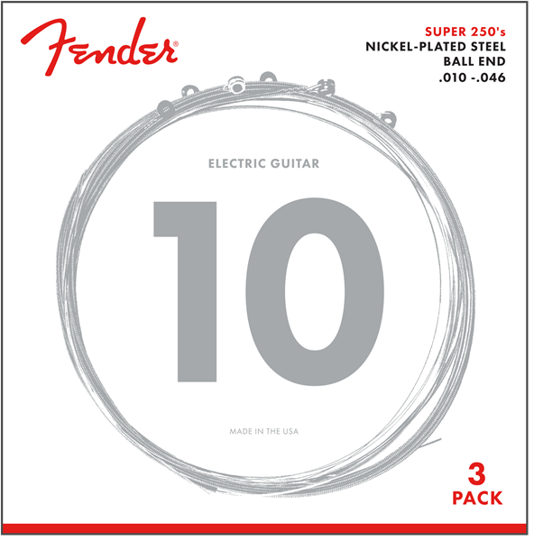 Fender Super 250R NPS Ball End Strings (.010-.046 Gauges) 3-Pack