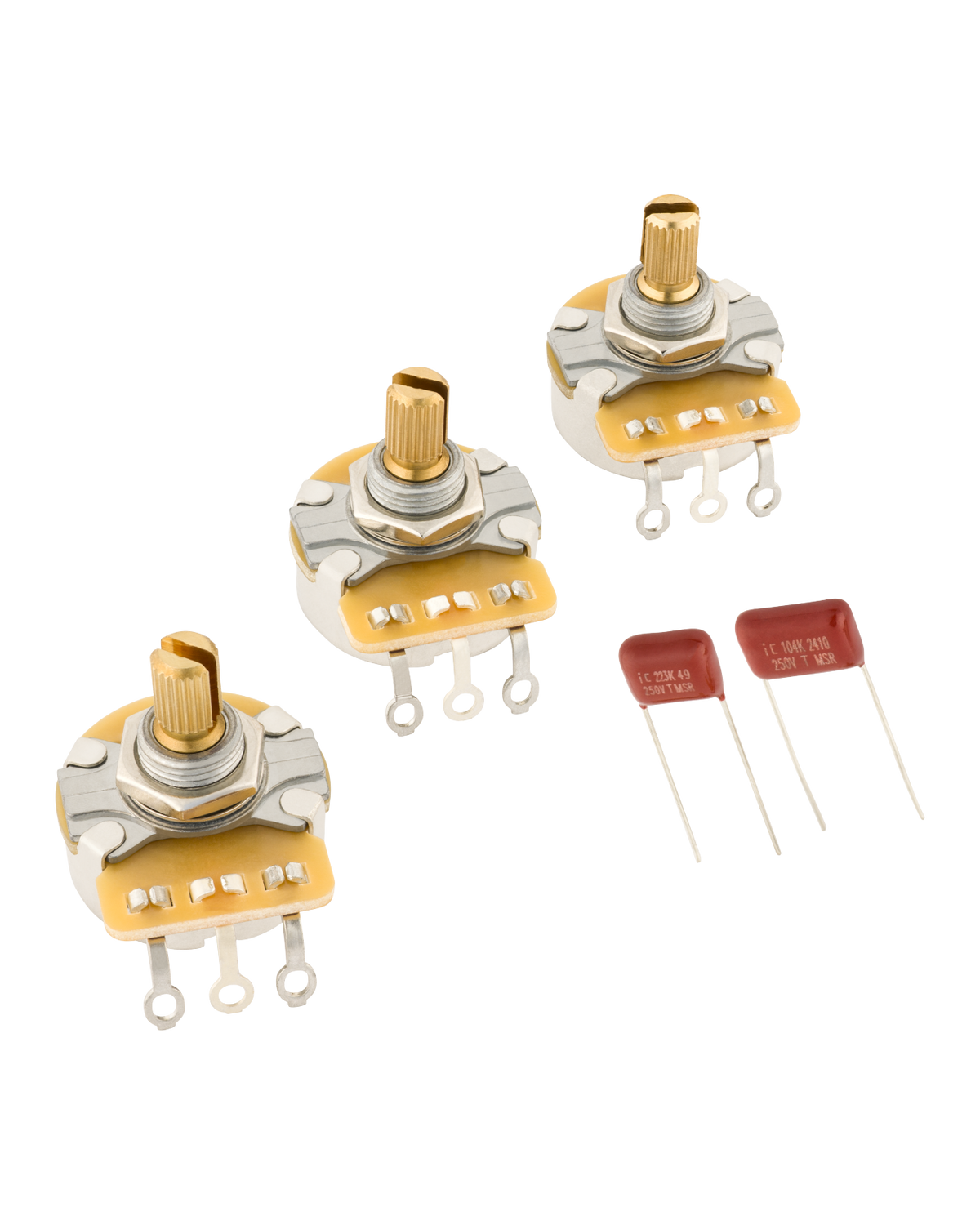 Fender Stratocaster Split Shaft Potentiometer and Capacitor Kit 3-Pack