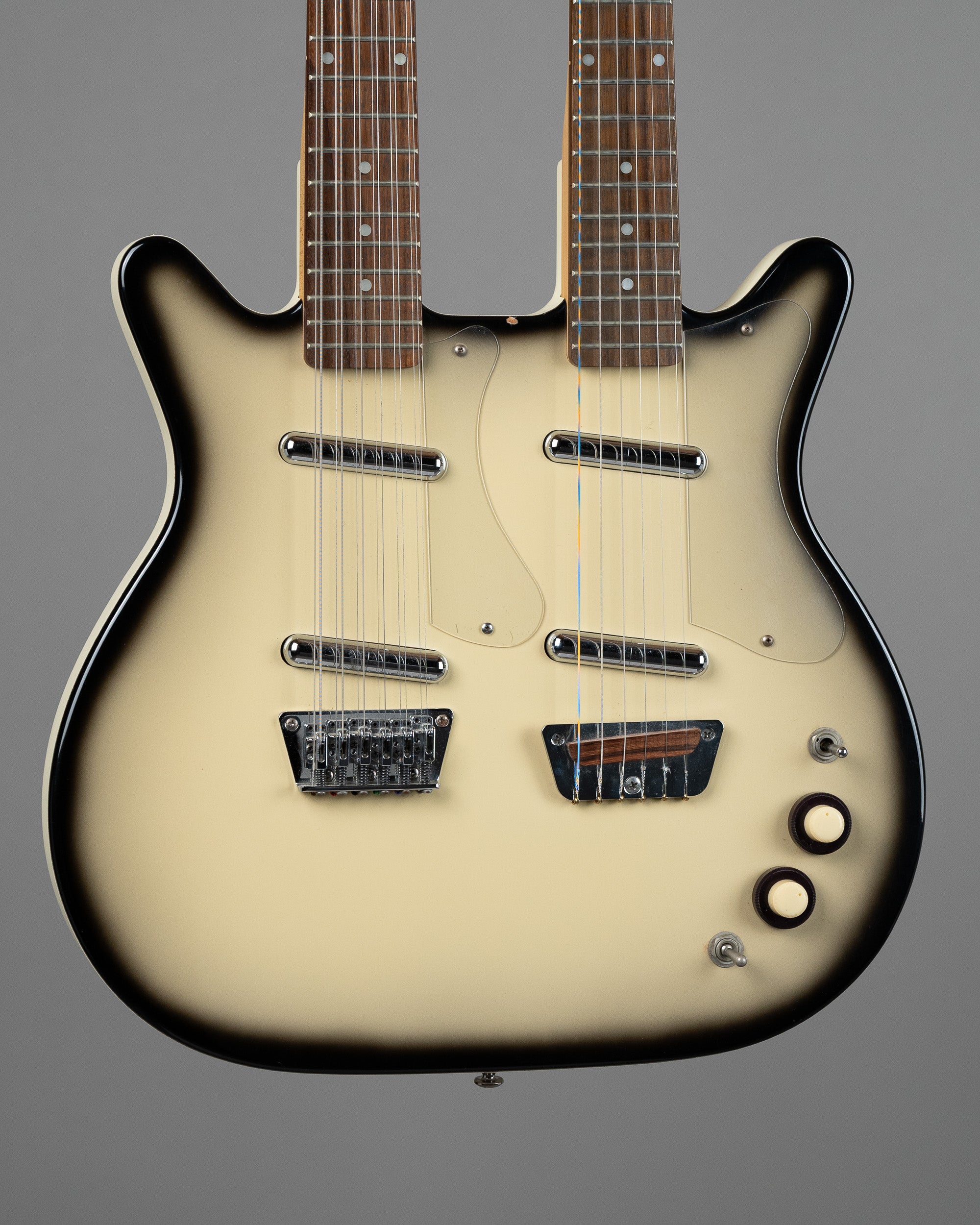 c1990s Danelectro 6/12 Double Neck (Korea, Greyburst, OGB)