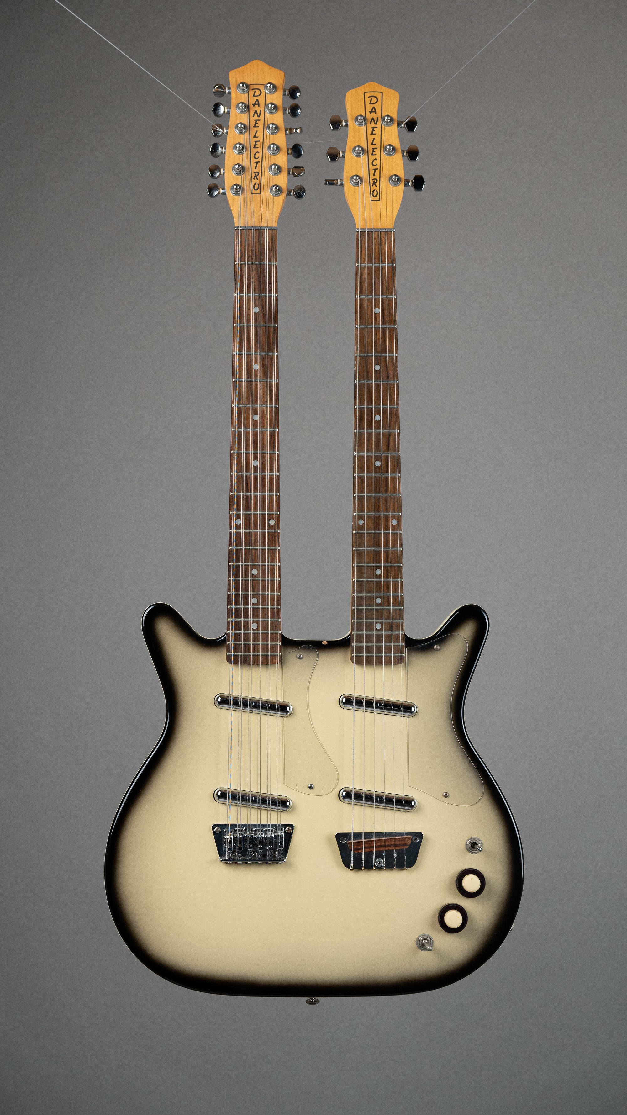 c1990s Danelectro 6/12 Double Neck (Korea, Greyburst, OGB)