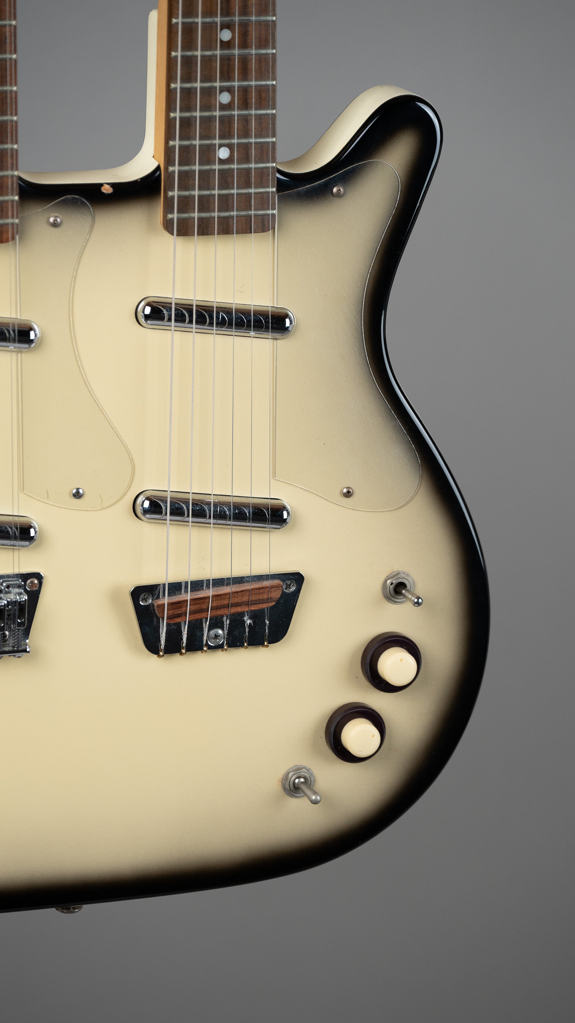 c1990s Danelectro 6/12 Double Neck (Korea, Greyburst, OGB)