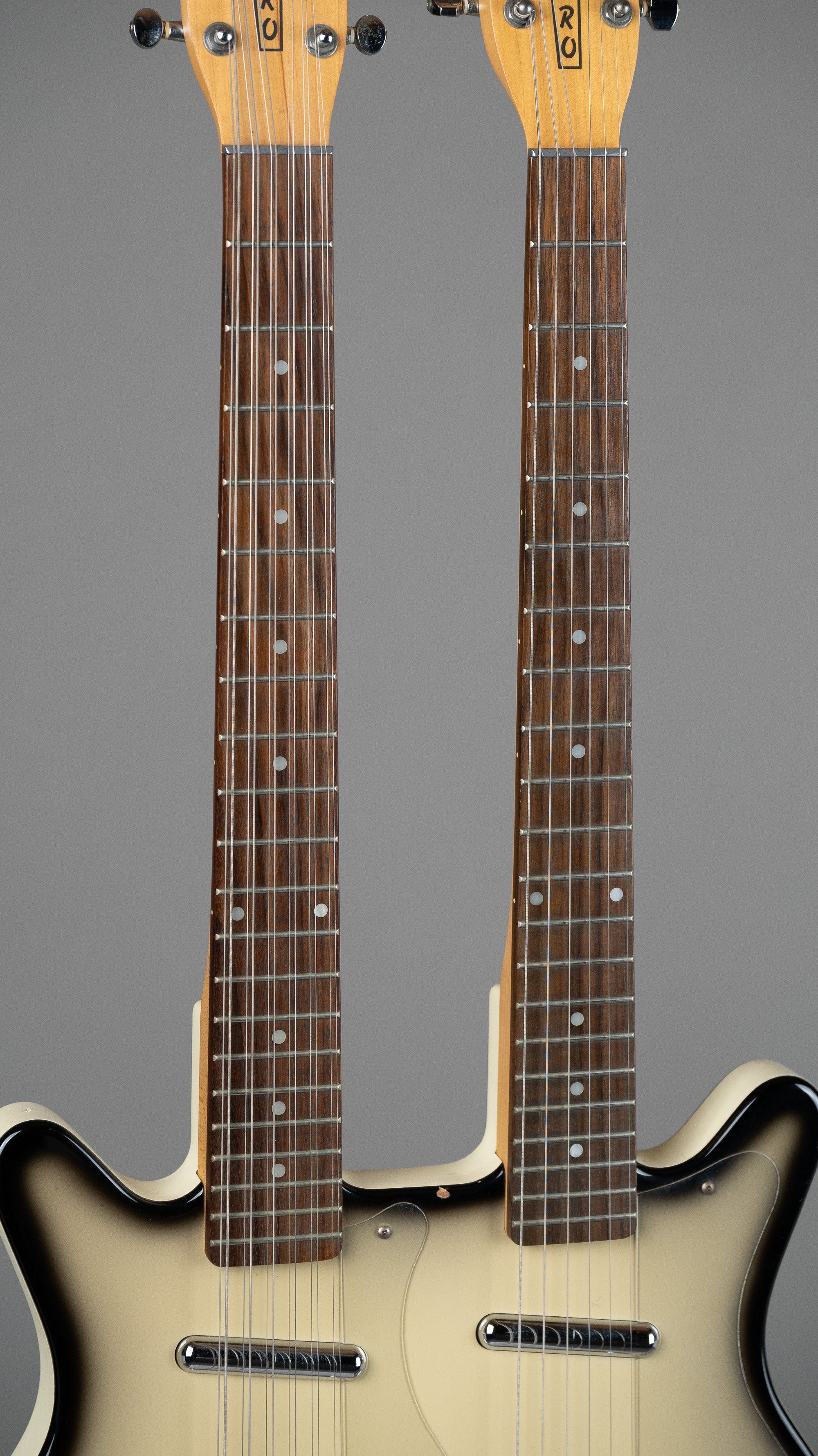 c1990s Danelectro 6/12 Double Neck (Korea, Greyburst, OGB)