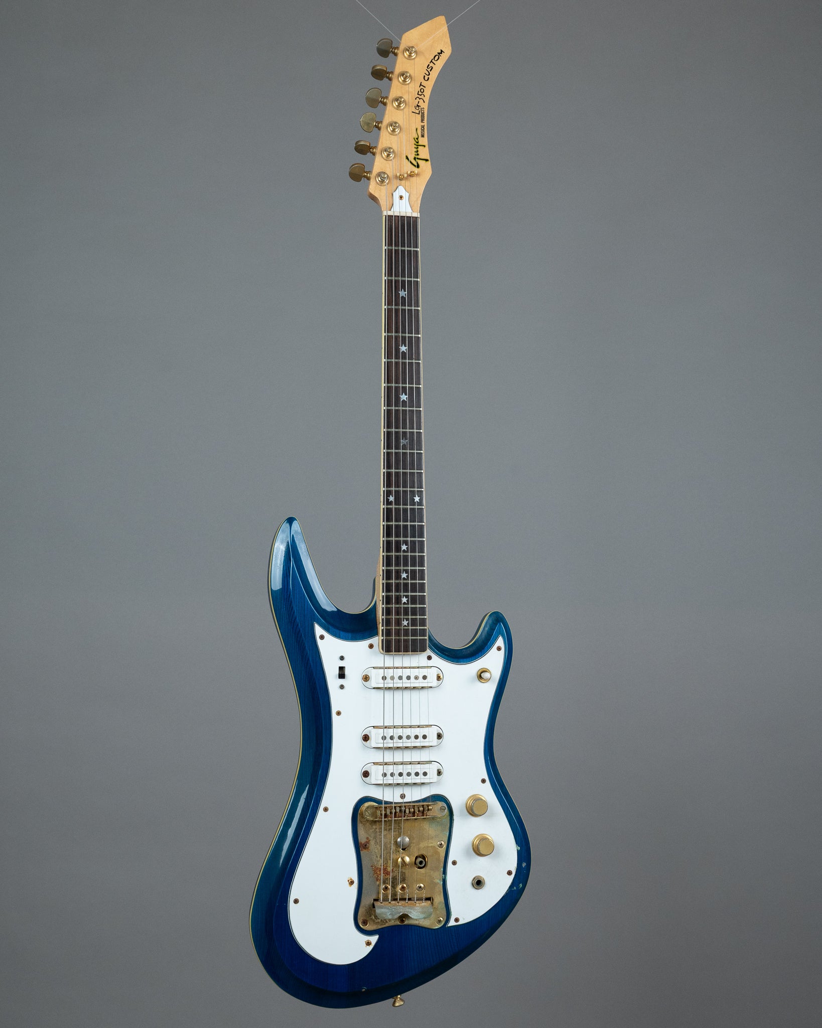 c1970s Guyatone LG-350T Custom 'Sharp 5' (Japan, Transluscent Blue, OH