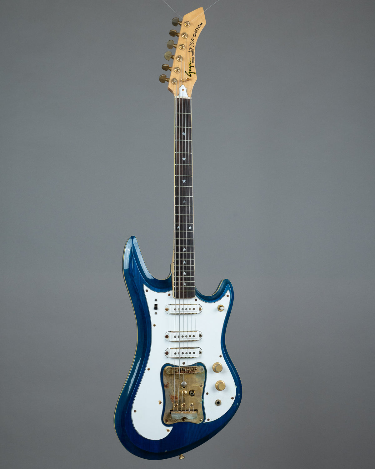 c1970s Guyatone LG-350T Custom  'Sharp 5'  (Japan, Transluscent Blue, OHSC)